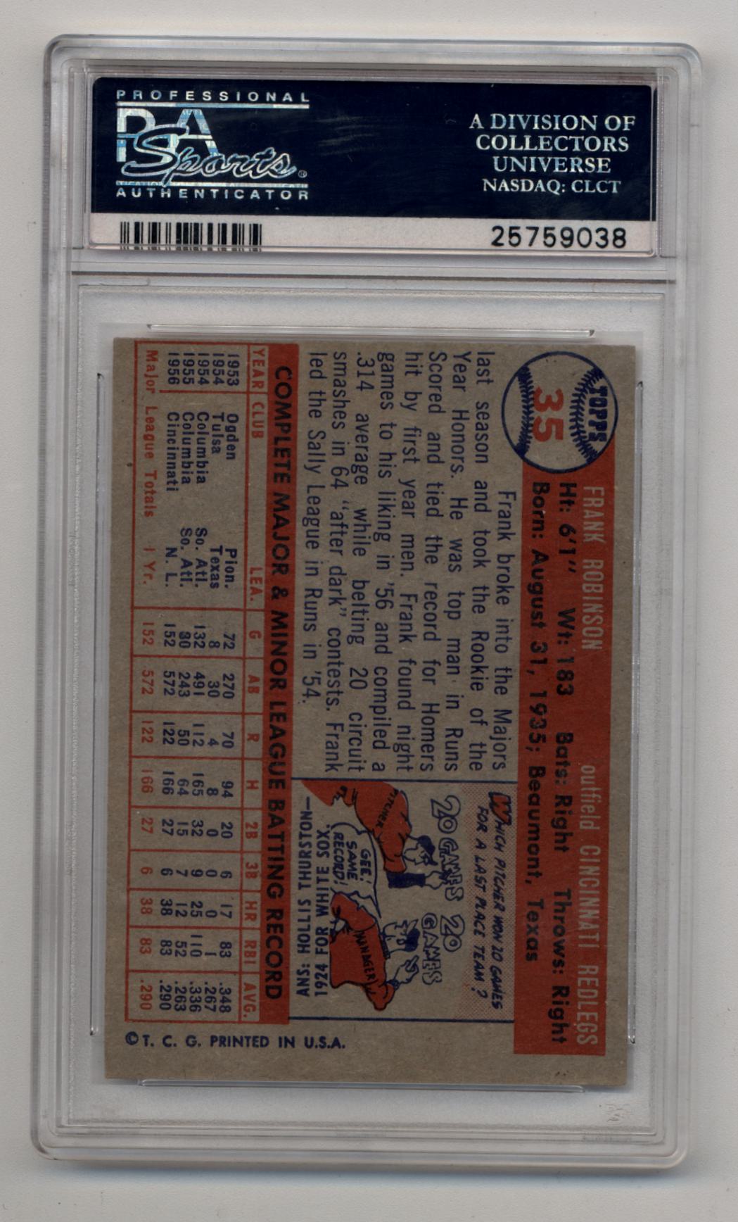 Frank Robinson 1957 Topps Rookie #35 PSA 4 Very Good-Excellent