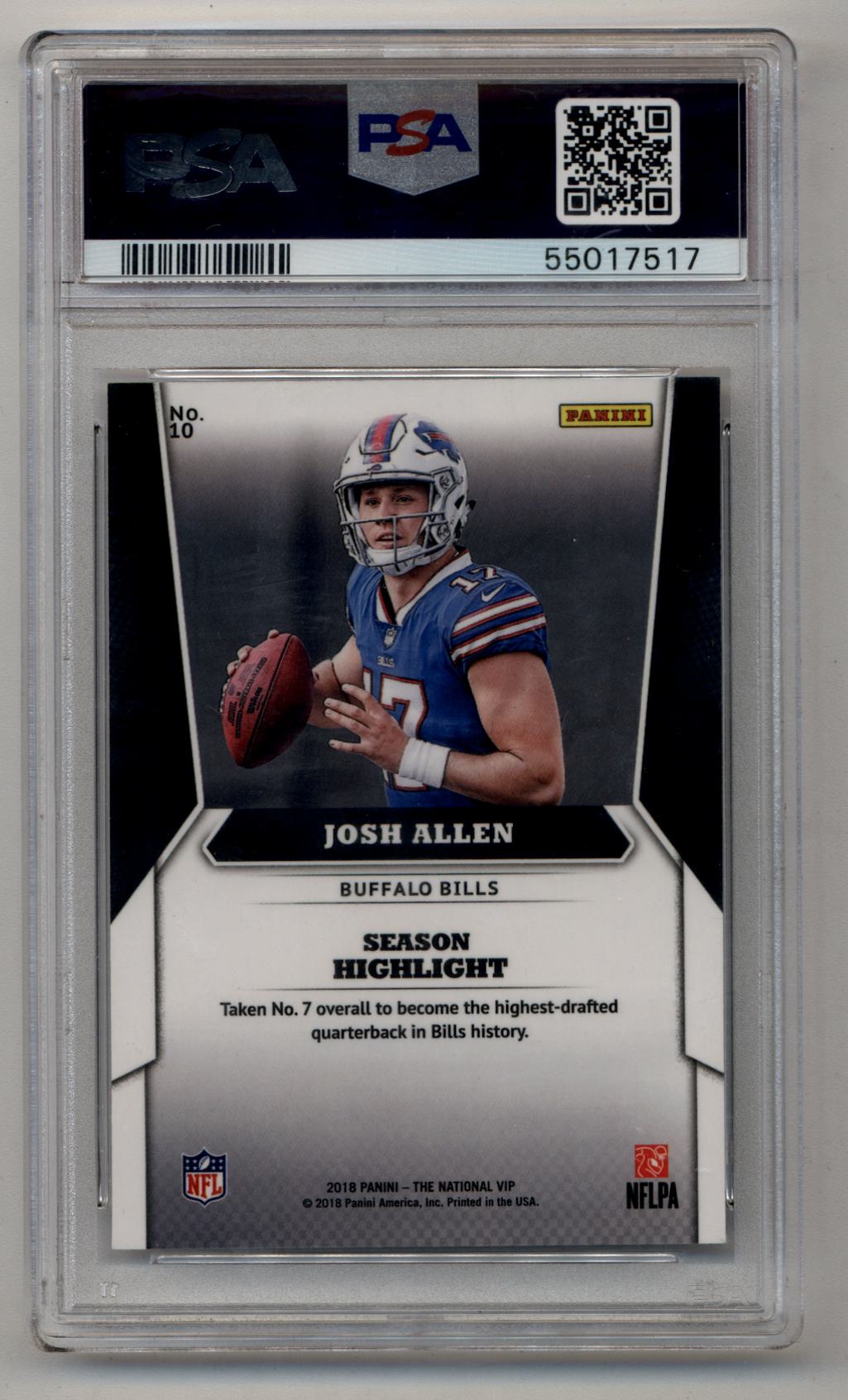 Josh Allen 2018 National VIP #10 PSA 10 Gem Mint 7517