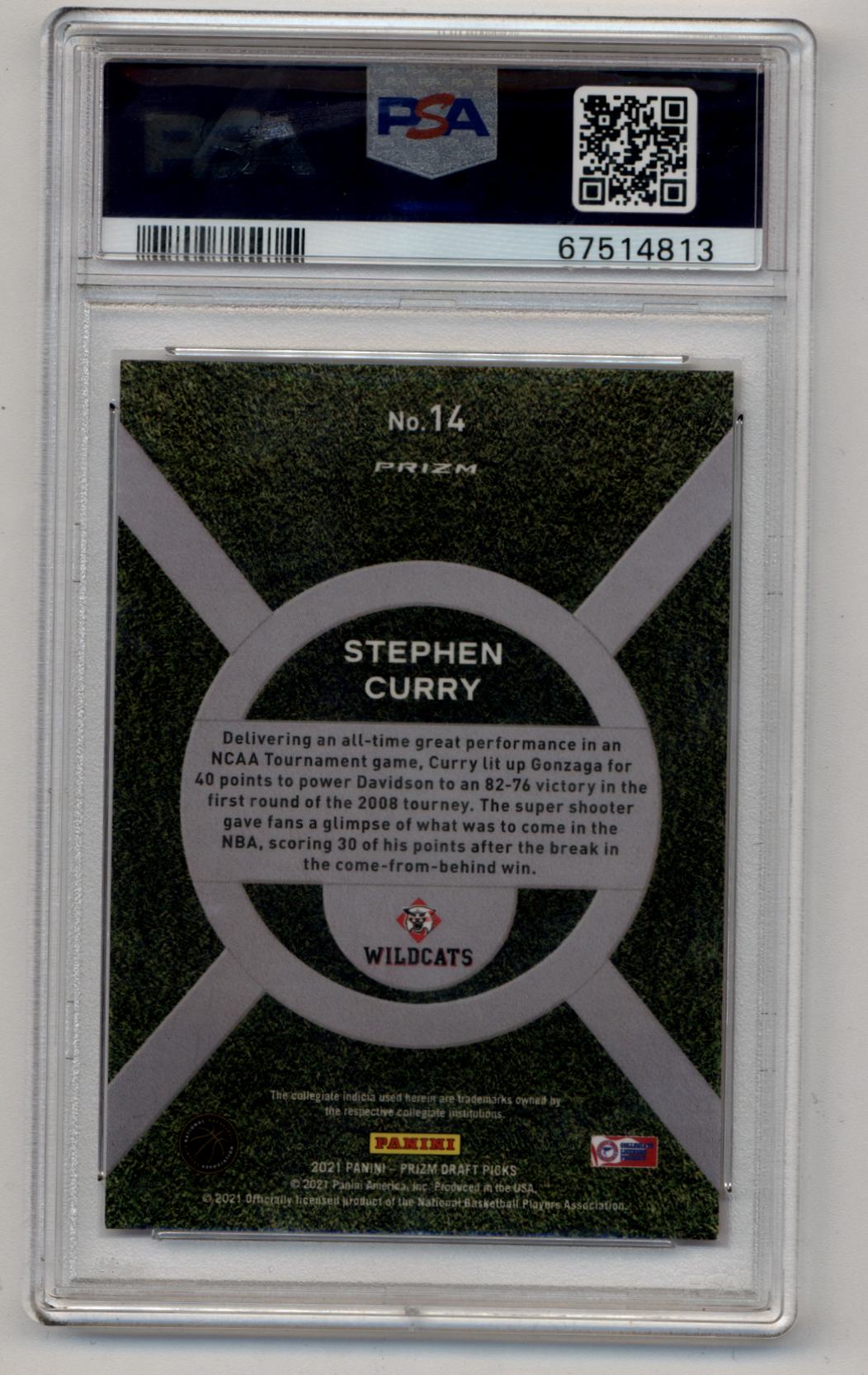 Stephen Curry 2021 Prizm Draft Picks On Campus #14 PSA 9 Mint