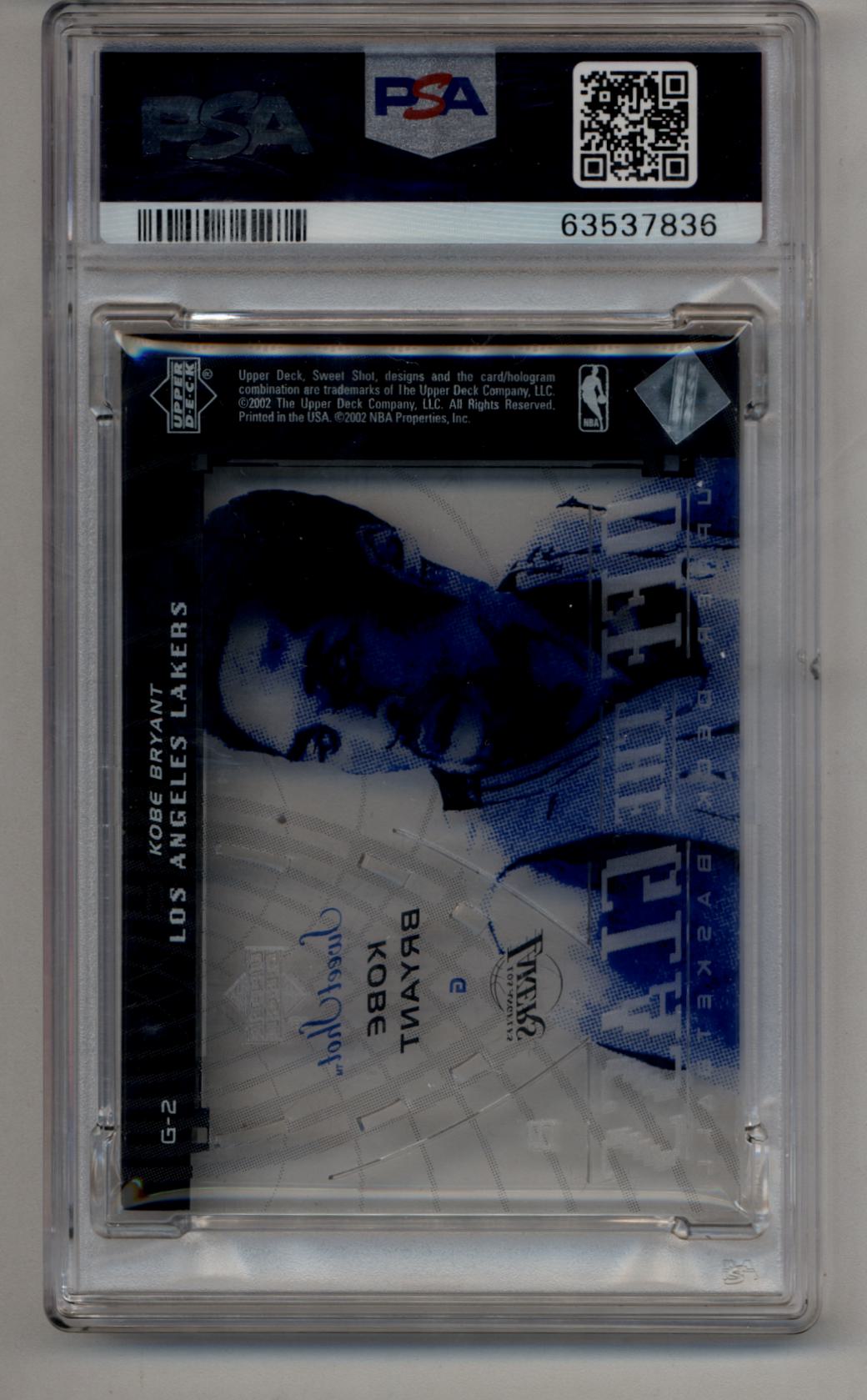 Kobe Bryant 2002-03 U.D. Sweet Shot Off the Glass #G-2 PSA 9 Mint
