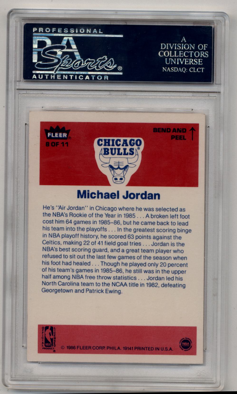 Michael Jordan 1986-87 Fleer Sticker #8 PSA 7 Near Mint 2143