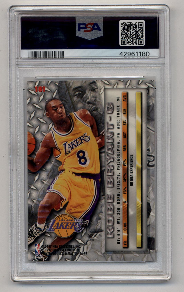 Kobe Bryant 1996-97 Fleer Metal #181 PSA 10 Gem Mint 1180 – Three