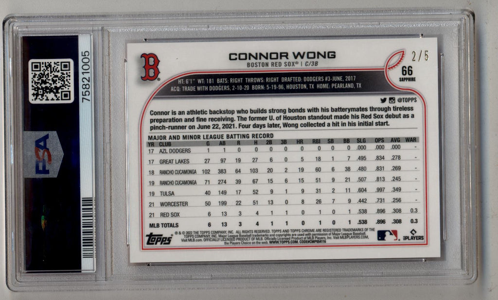 Connor Wong Boston Red Sox 2022 Topps Chrome Rookie Card