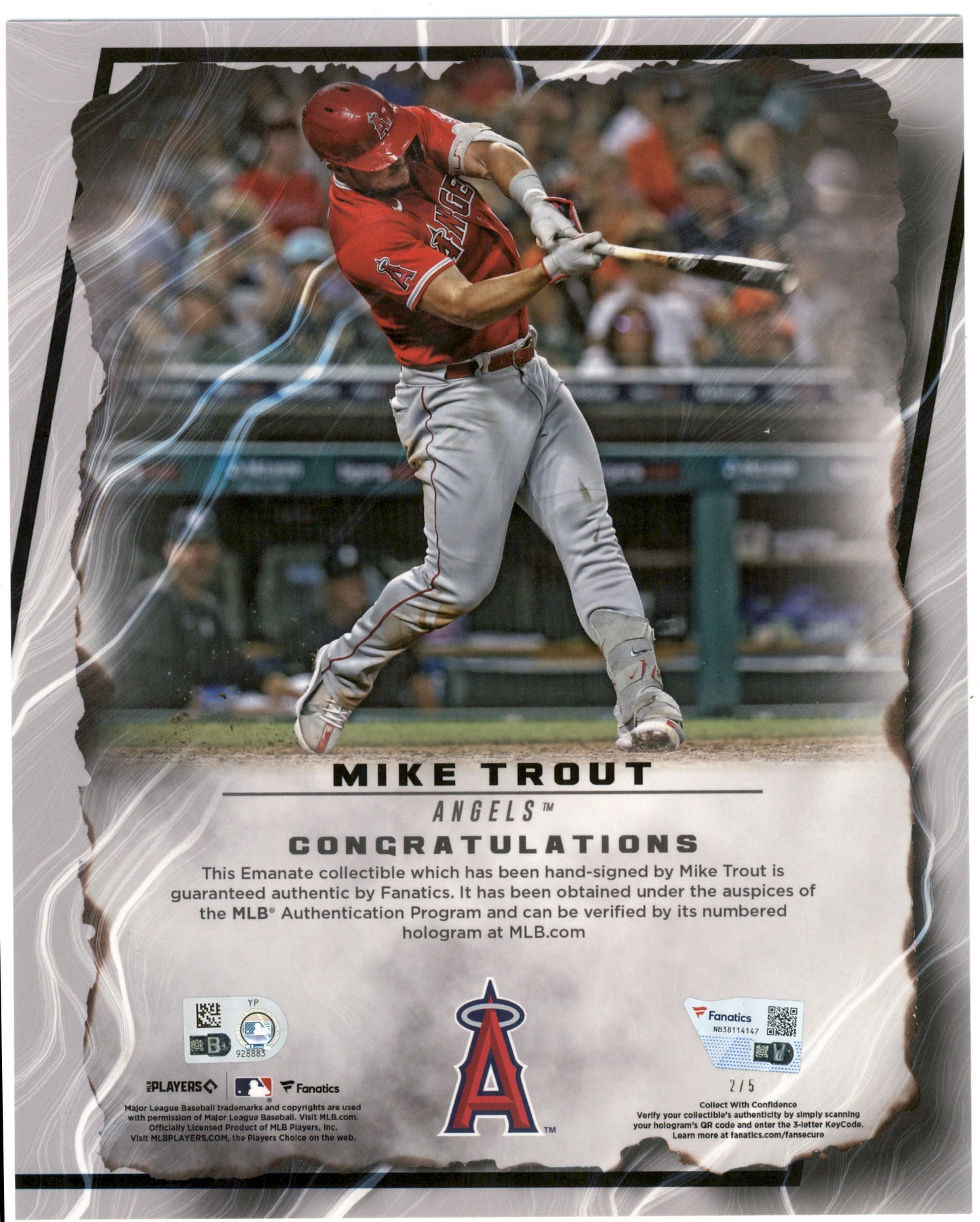 Mike Trout 2024 Fanatics Under Wraps Emanate Photo Red 2/5 Fanatics Authentication #NB38114147