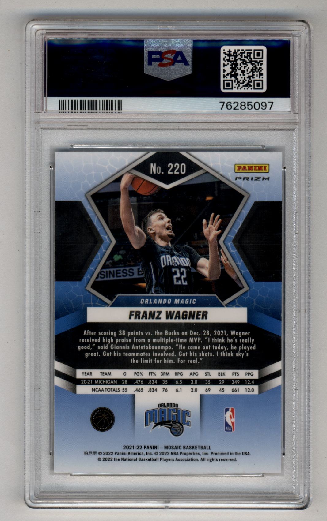 Franz Wagner 2021-22 Mosaic Genesis #220 PSA 10 Gem Mint