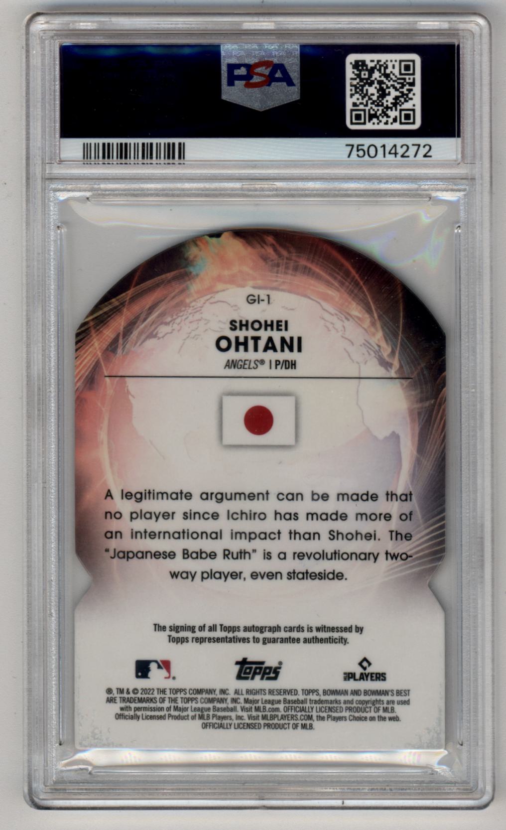 Shohei Ohtani 2022 Bowman's Best Global Impact Lava Refractor Auto 09/50 PSA 9 Auto 10