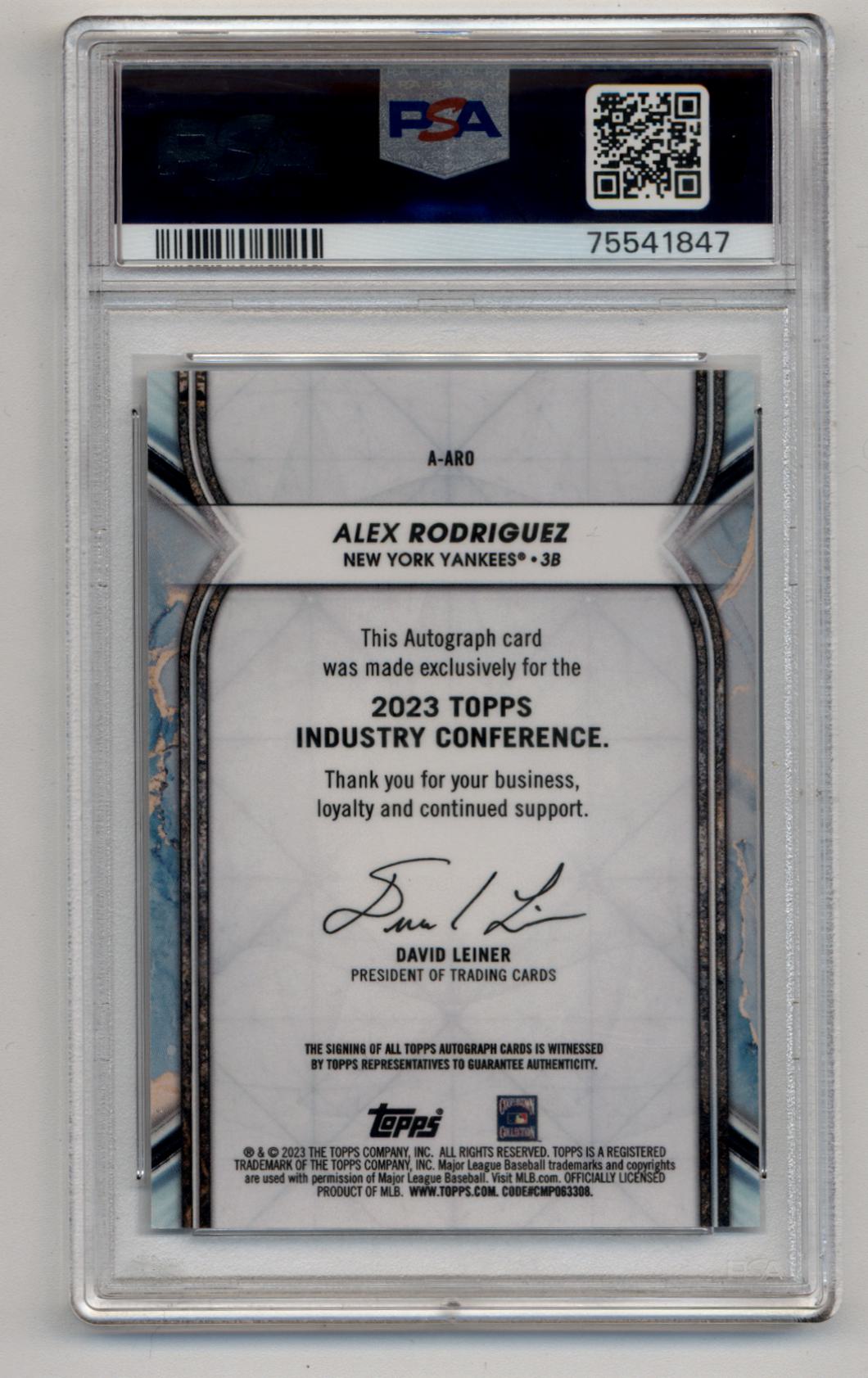 Alex Rodriguez 2023 Topps Industry Conference Auto 09/15 PSA 10 Gem Mint Auto 10