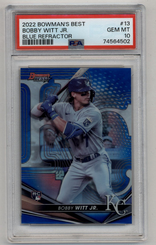 Bobby Witt Jr 2022 Bowman's Best Blue Refractor 016/150 PSA 10 Gem Mint