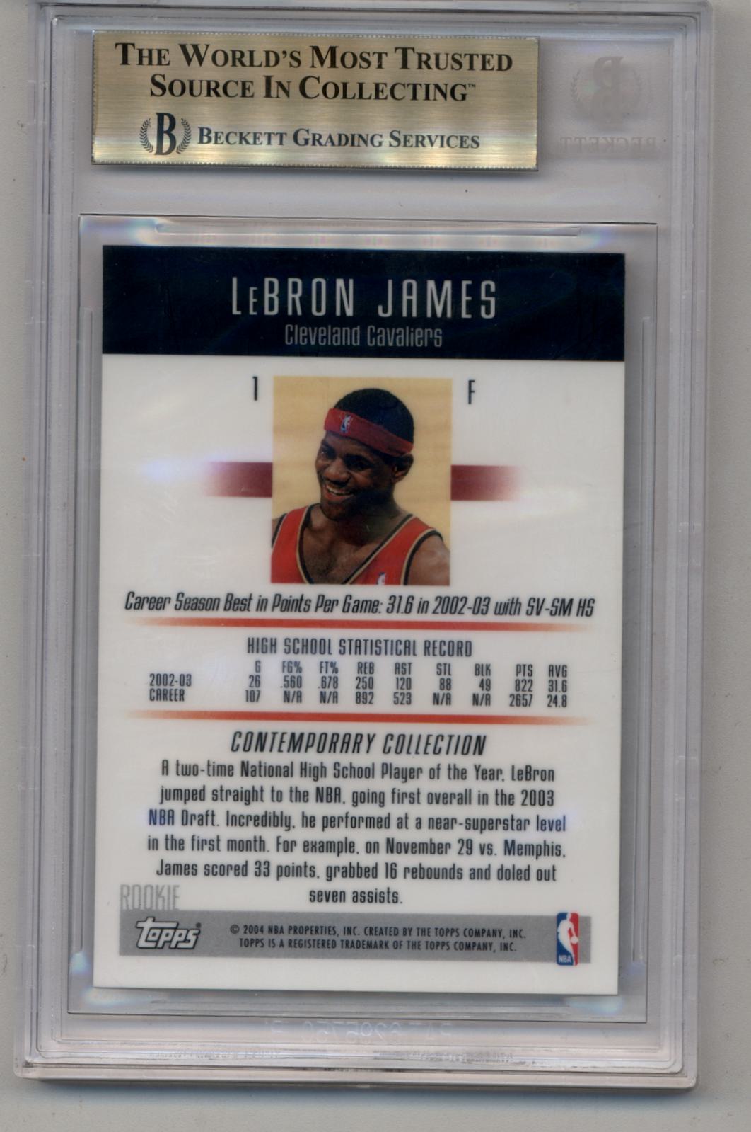 LeBron James 2003-04 Topps Contemporary Collection #1 BGS 9.5 Gem Mint 3035