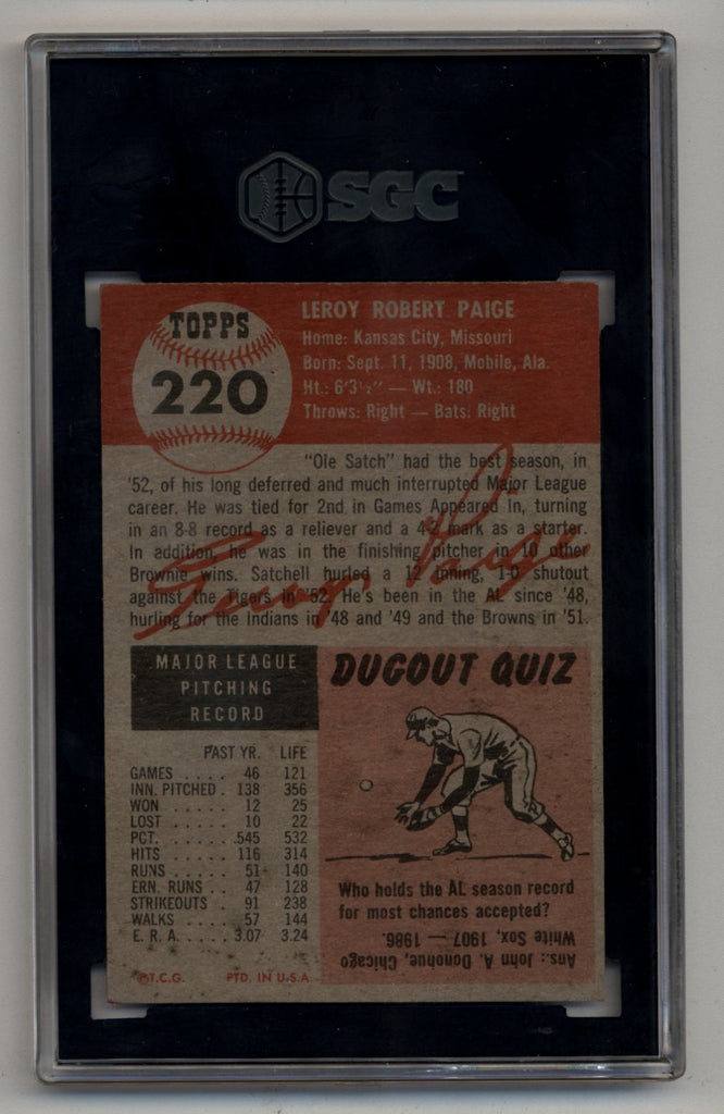  1953 Topps # 220 Satchel Paige St. Louis Browns