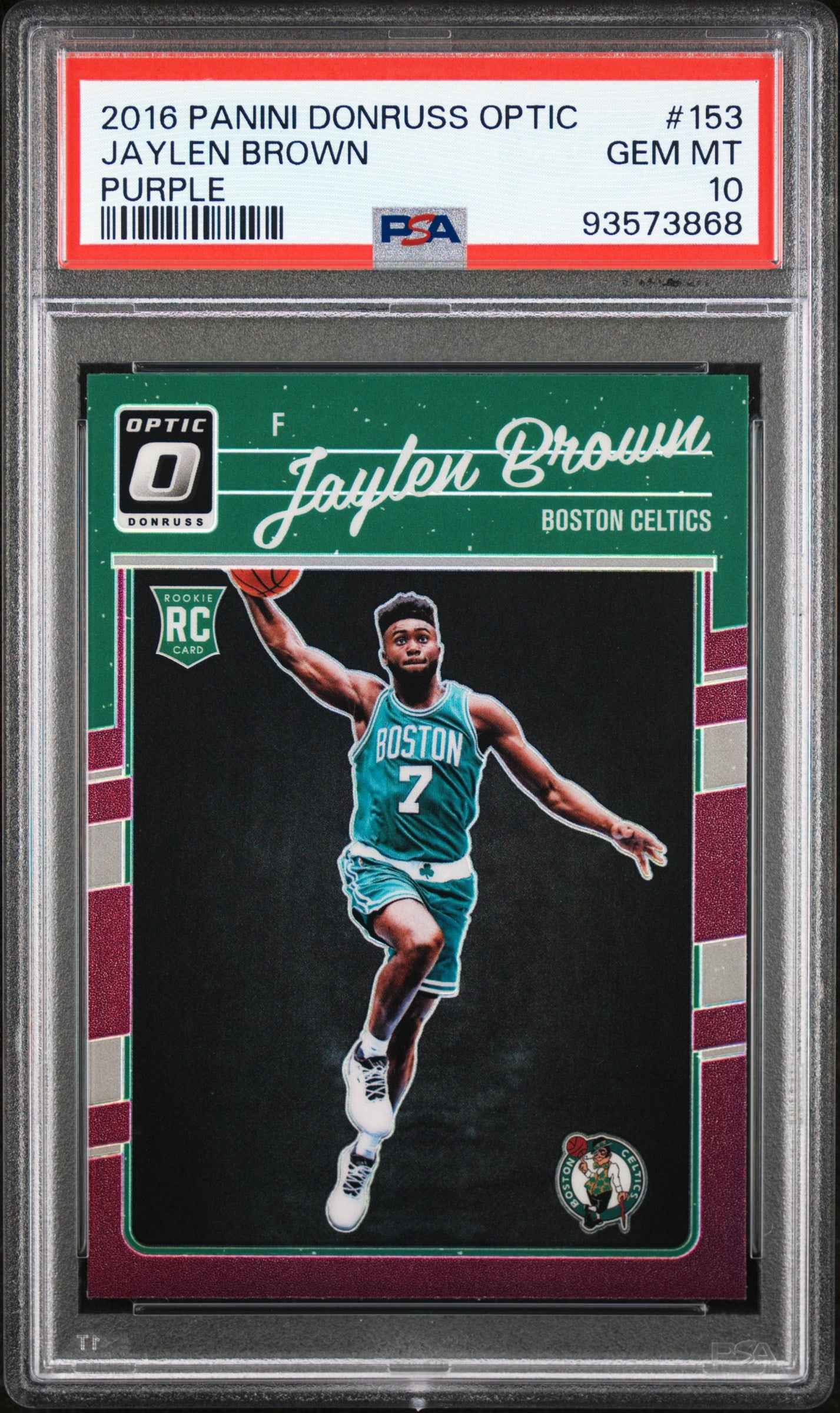 Jaylen Brown 2016 Donruss Optic Rookie #153 Purple PSA 10 Gem Mint