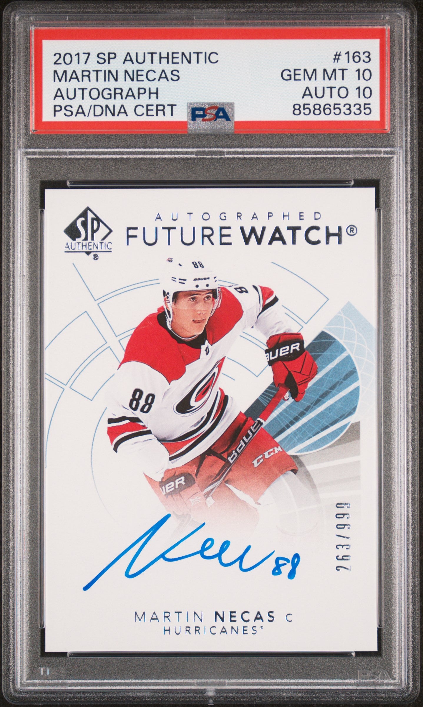Martin Necas 2017 SP Authentic Auto 263/999 PSA 10 Auto 10