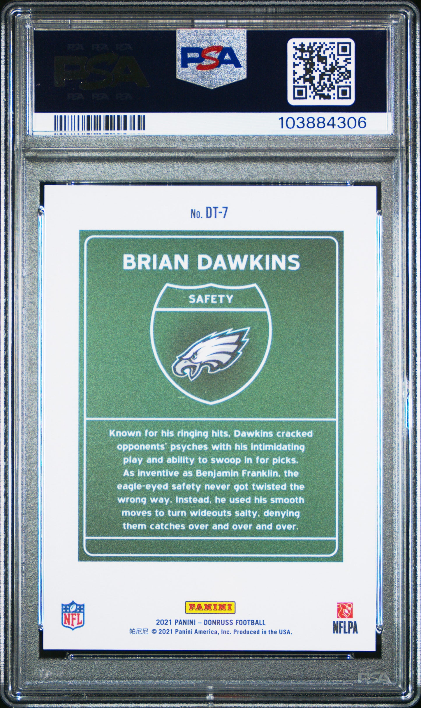 Brian Dawkins 2021 Donruss Downtown PSA 10 Gem Mint