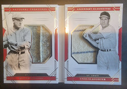 Rogers Hornsby Enos Slaughter 2020 Panini National Treasures Dual Jersey Booklet #1/10