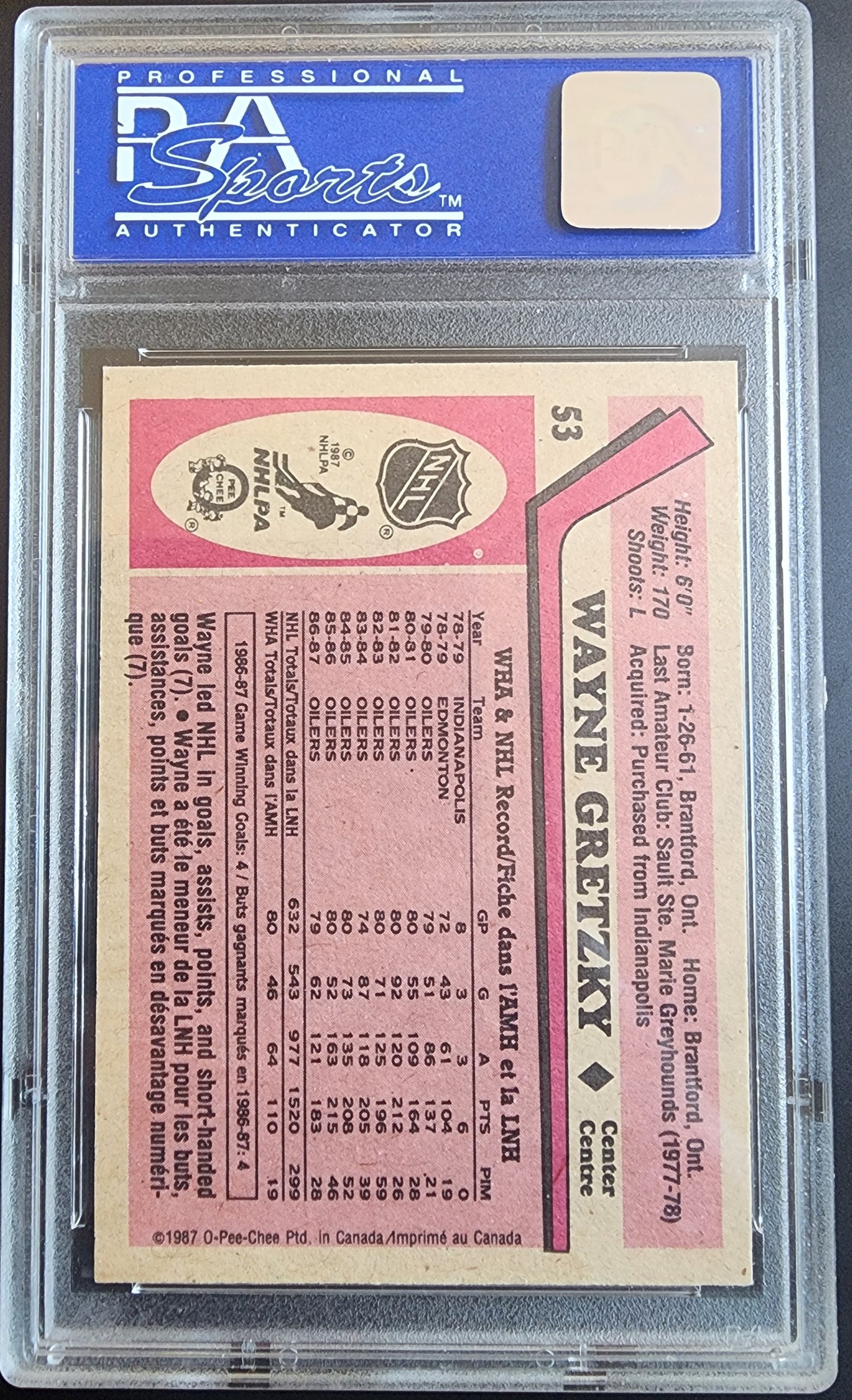 Wayne Gretzky 1987 O-Pee-Chee #53 PSA 9 Mint