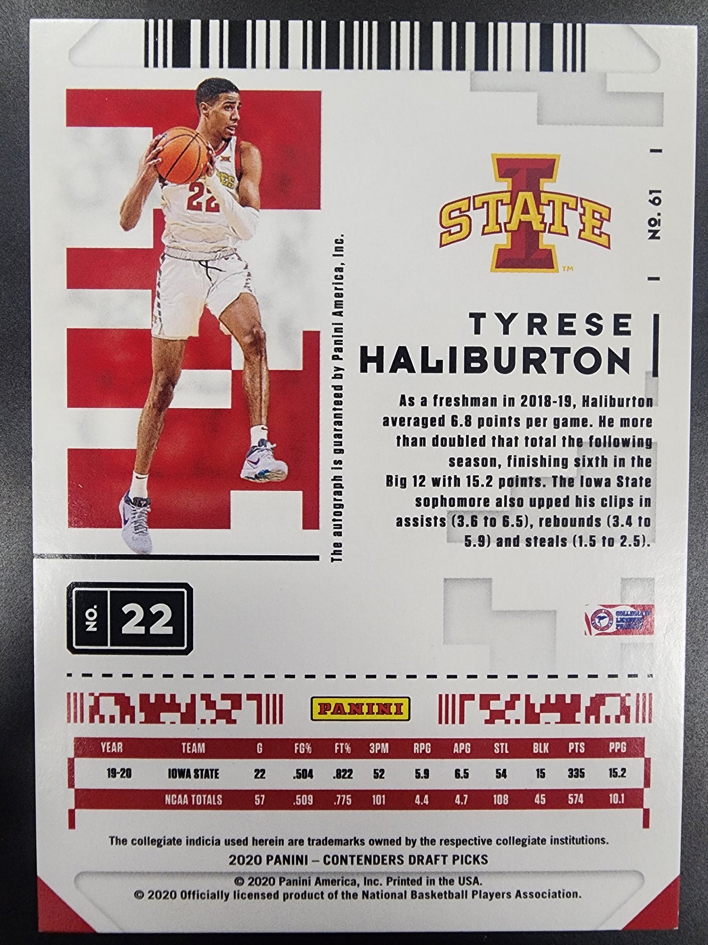 Tyrese Haliburton 2020 Panini Draft Tournament Ticket Auto #2/5