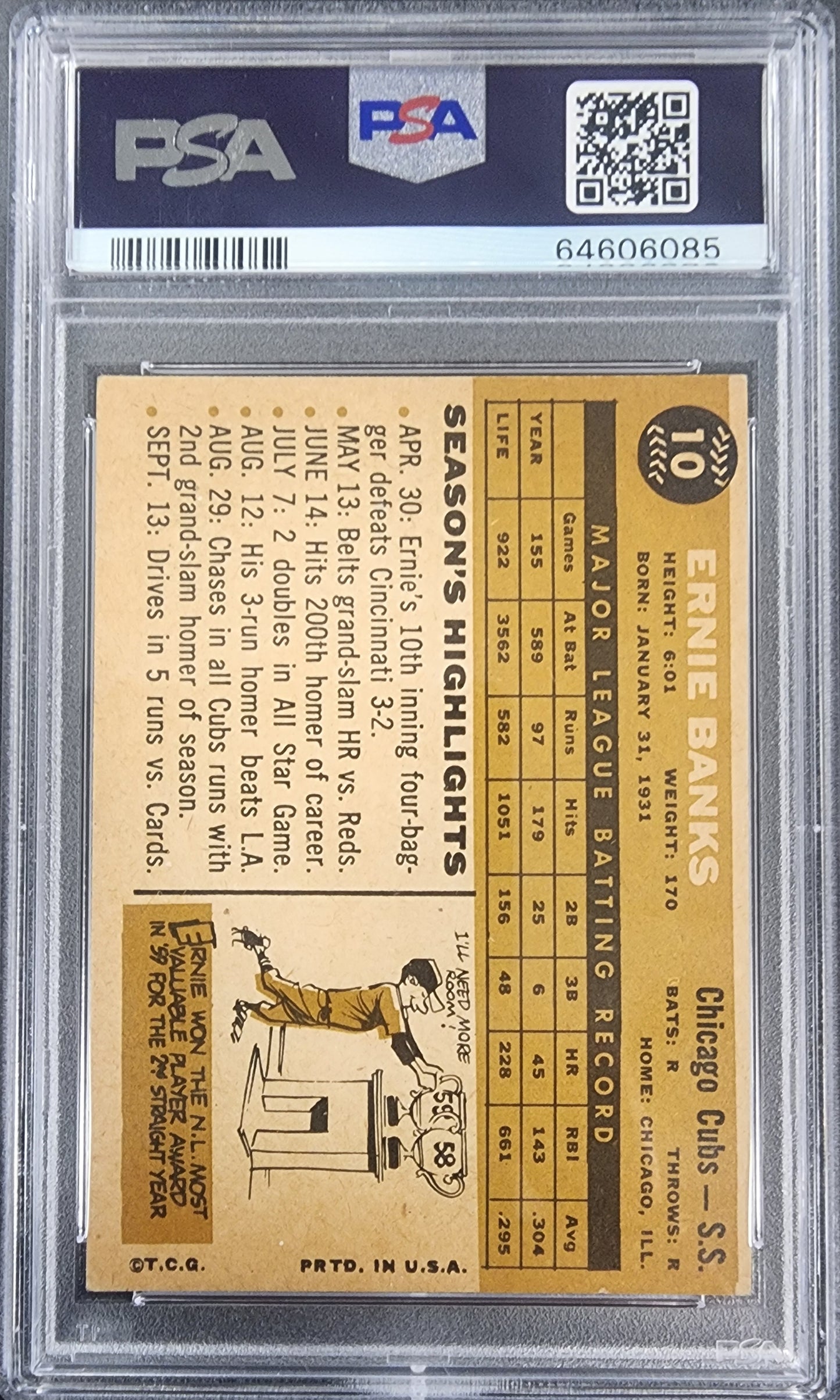 Ernie Banks 1960 Topps #10 PSA 5 EX