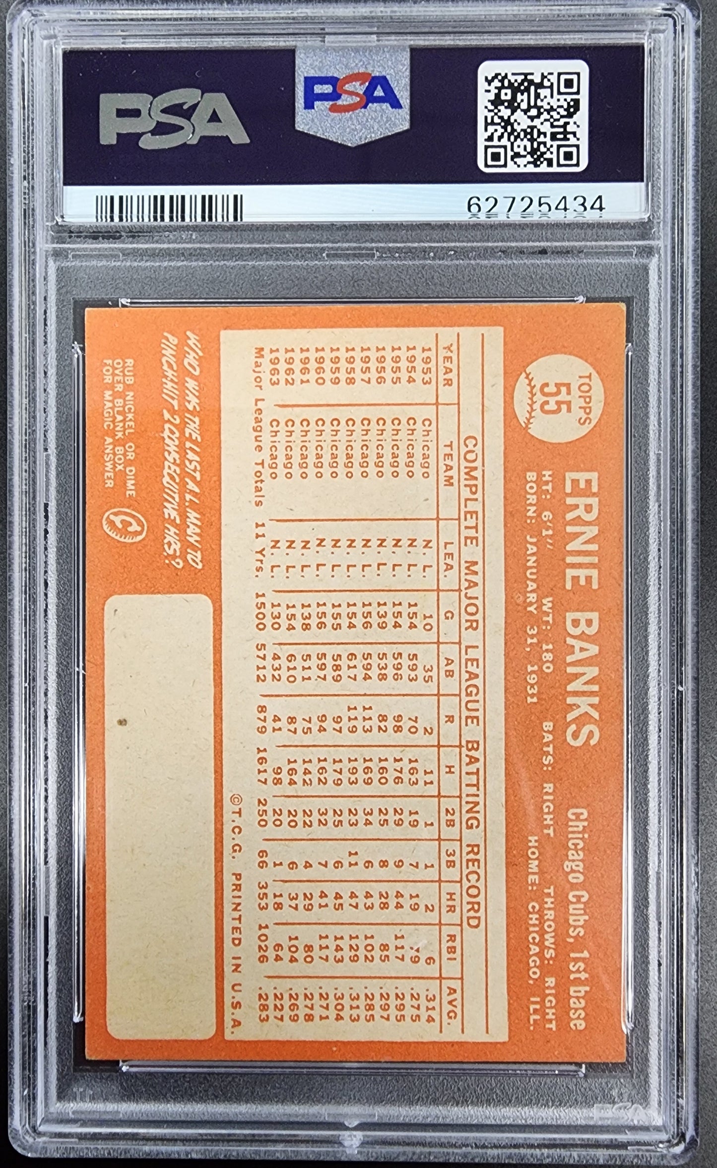 Ernie Banks 1964 Topps #55 PSA 5 EX