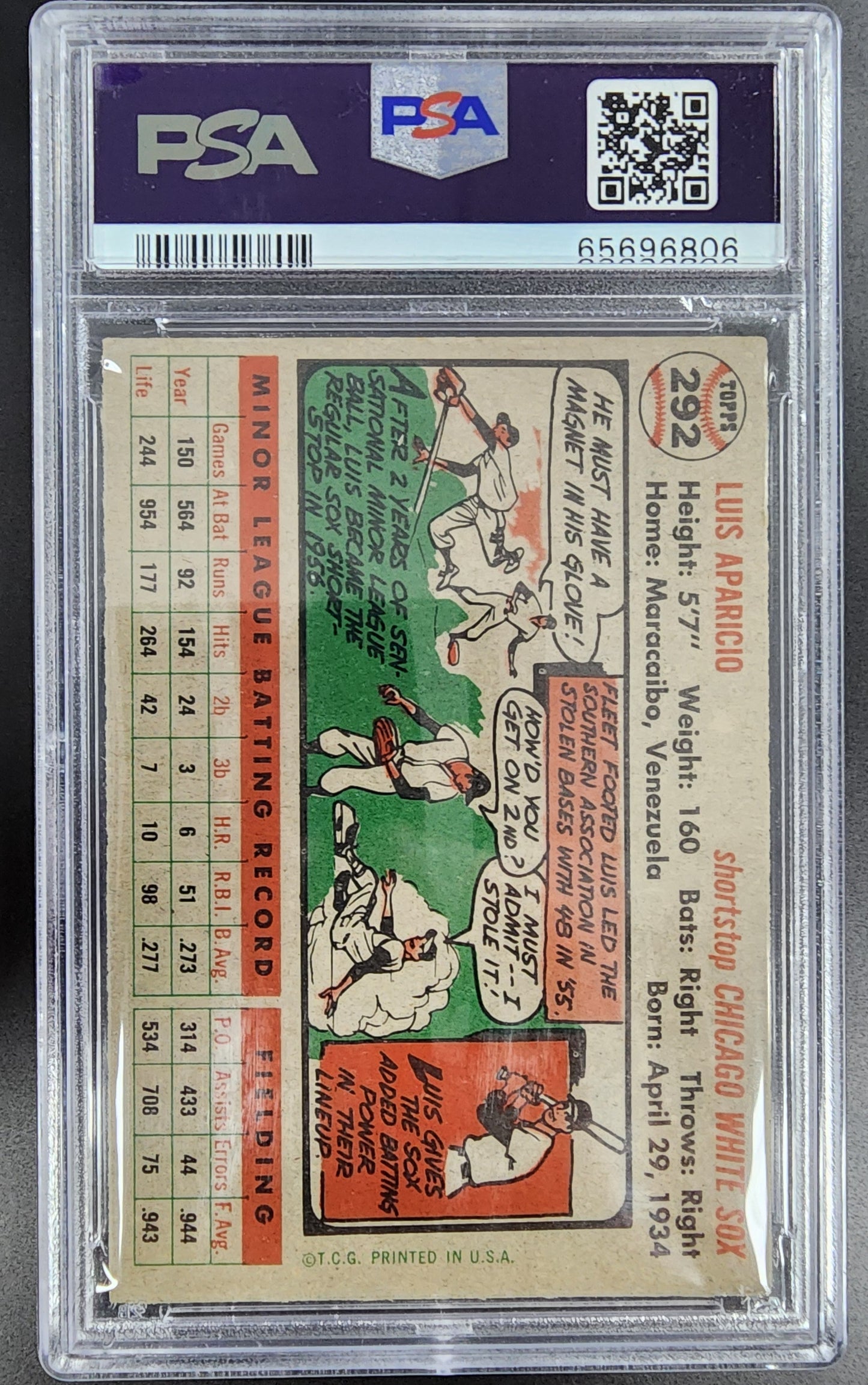 Luis Aparicio 1956 Topps #292 PSA 6 EX-MINT