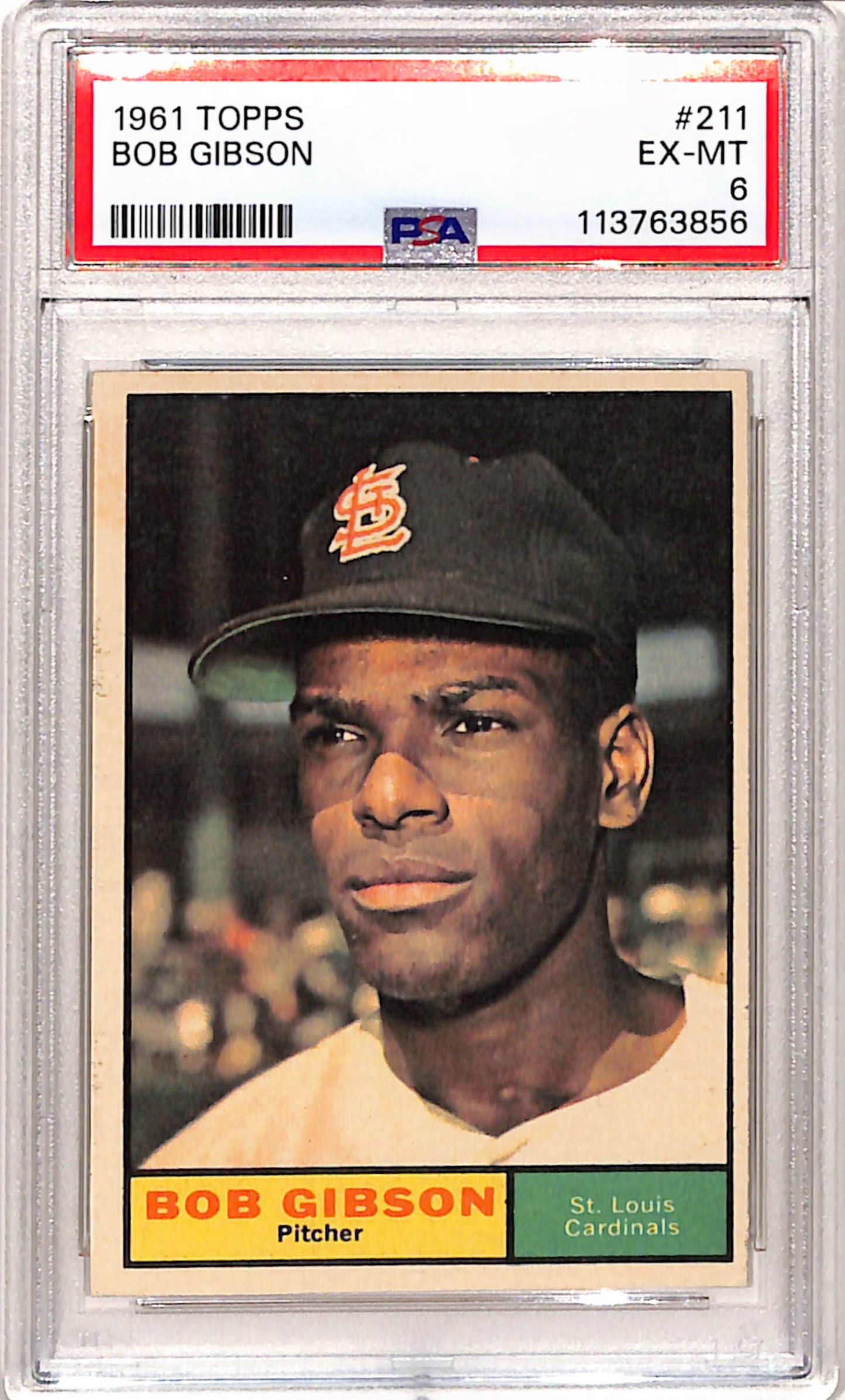 Bob Gibson 1961 Topps #211 PSA 6 Ex-Mint