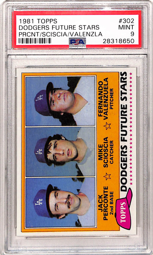 Fernando Valenzuela/Mike Scioscia 1981 Topps Rookie #302 PSA 9 Mint