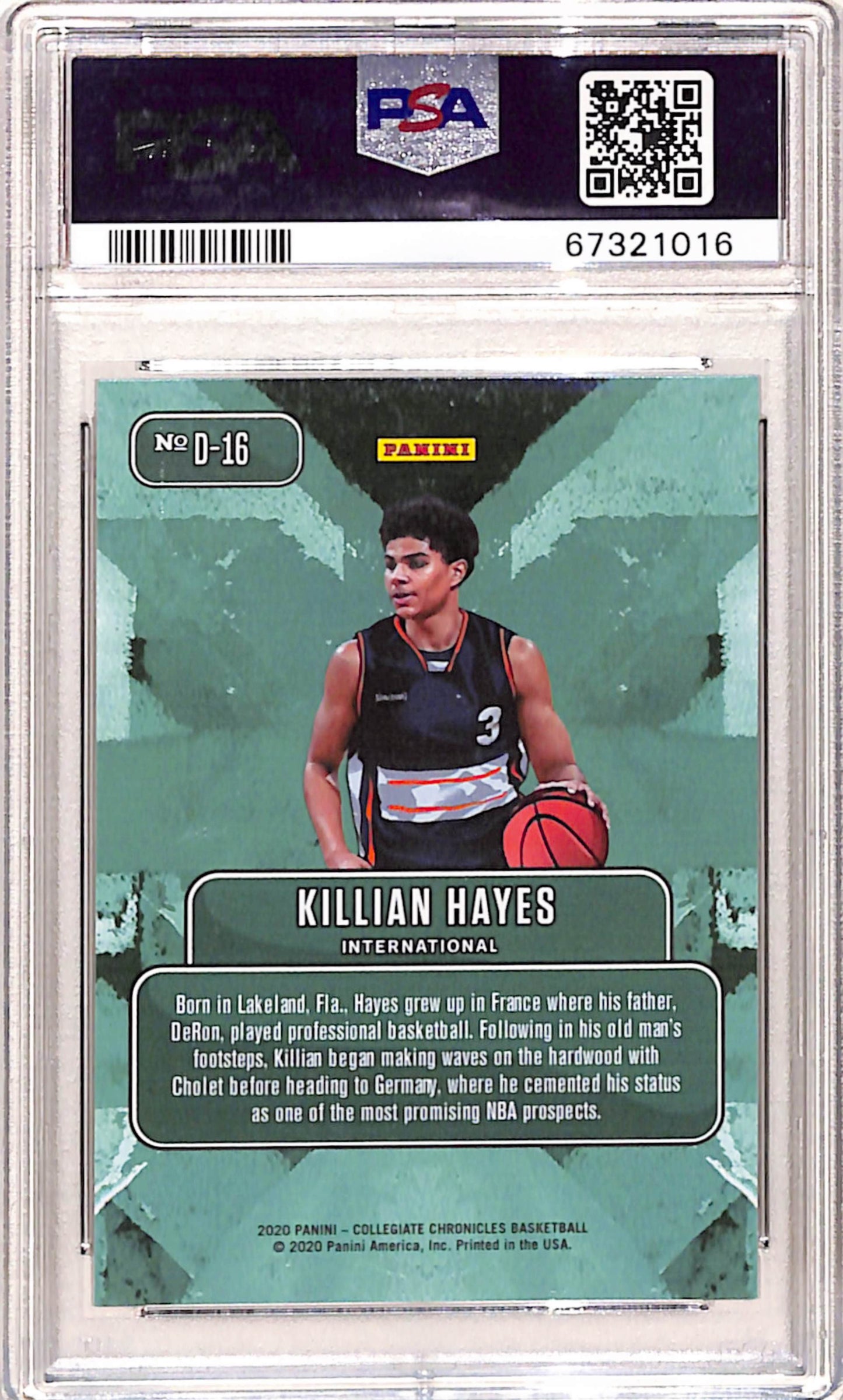 Killian Hayes 2020 Panini Drizm Draft Downtown PSA 9 Mint