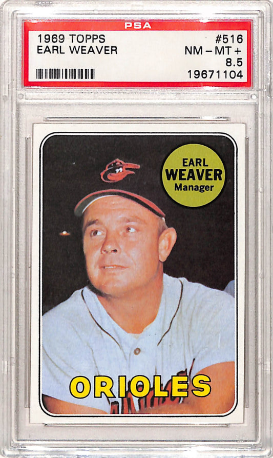 Earl Weaver 1969 Topps #516 PSA 8.5 Nm-Mint+