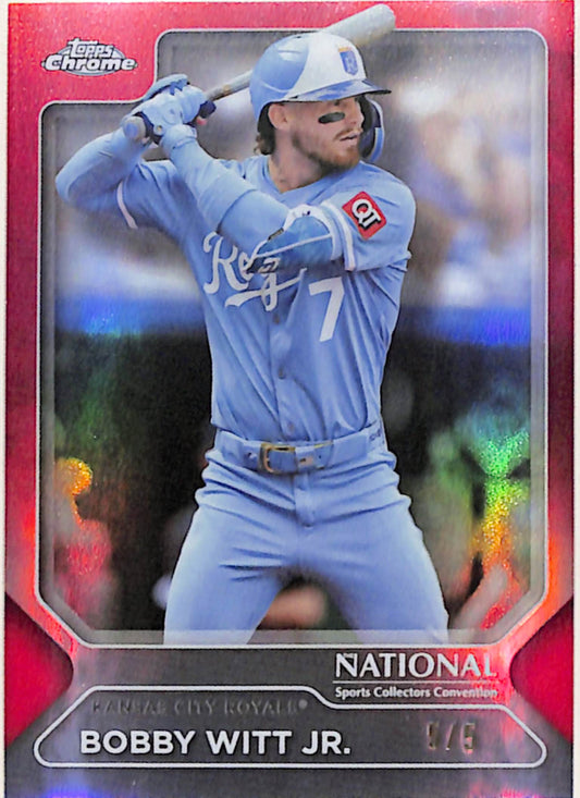 Bobby Witt Jr. 2025 Topps Chrome National Convention Red Refractor #5/5