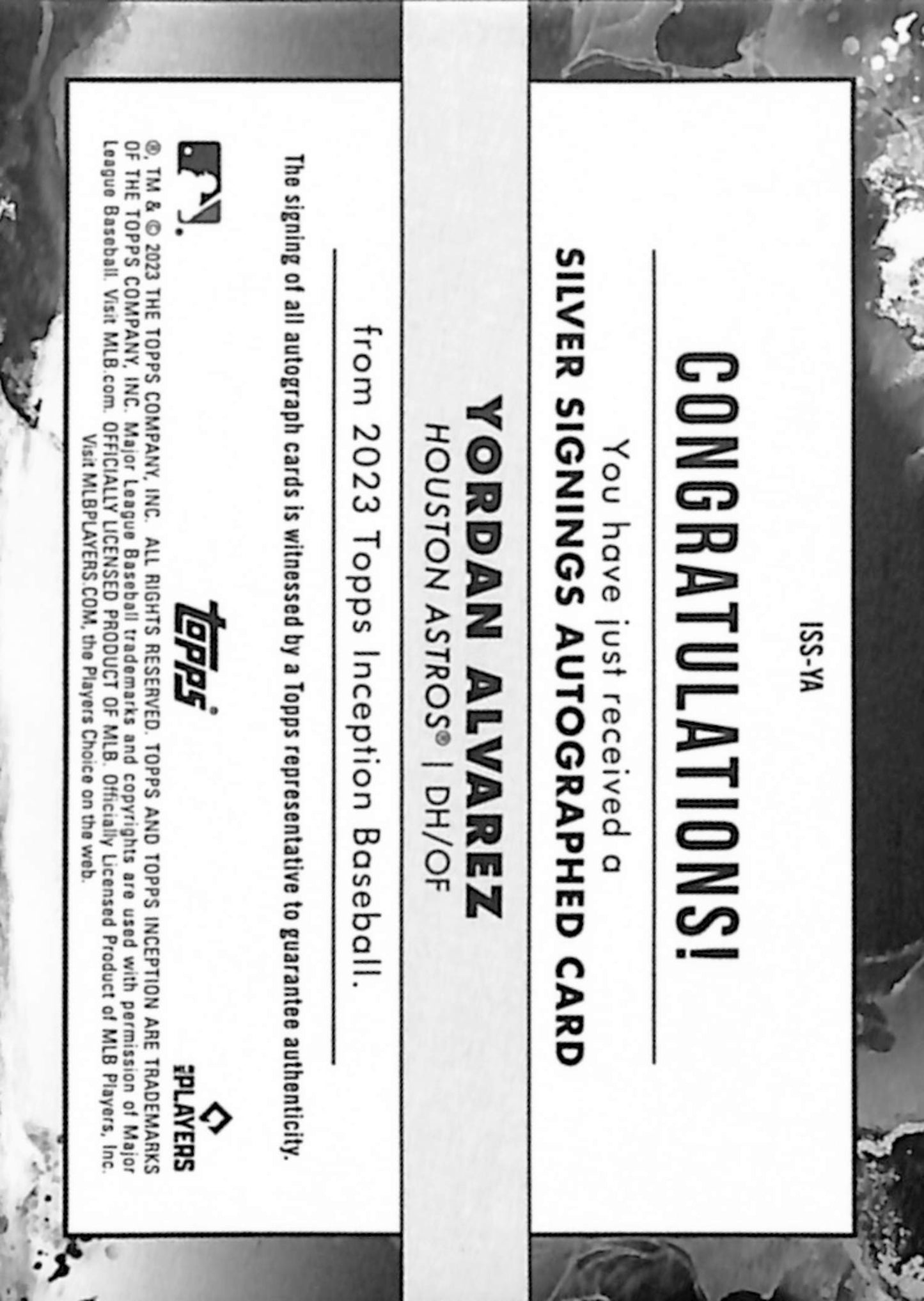 Yordan Alvarez 2023 Topps Inception Gold Ink Inscription Auto #4/25
