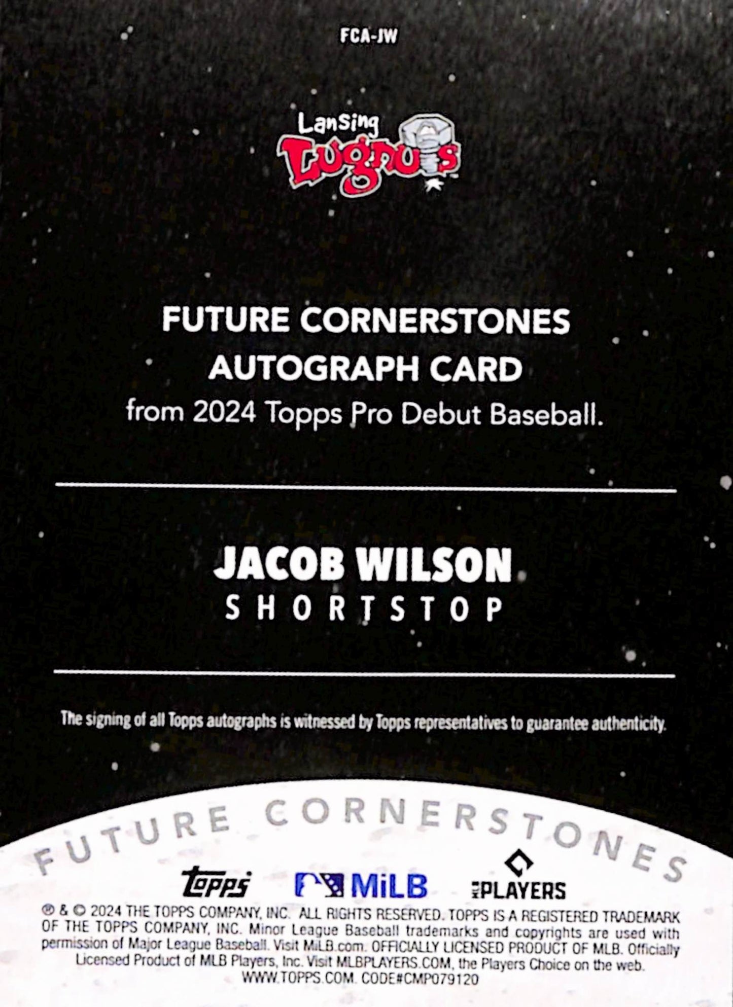 Jacob Wilson 2024 Topps Pro Debut Future Cornerstones Auto #59/75