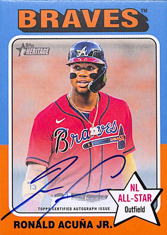 Ronald Acuna Jr. 2025 Topps Heritage 1975 Topps Real One Autograph