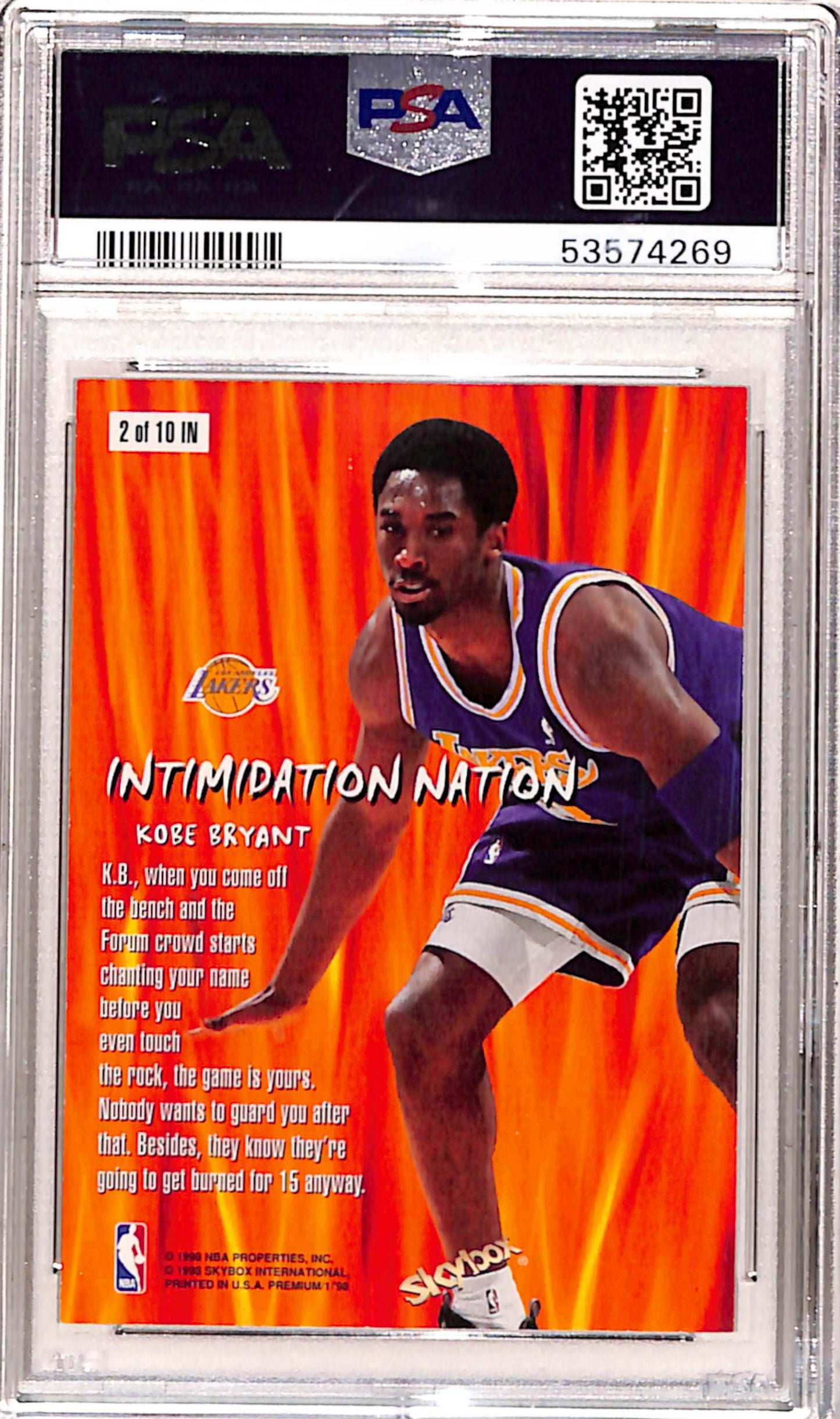 Kobe Bryant 1998 Skybox Premium Intimidation Nation PSA 8 Nm-Mint