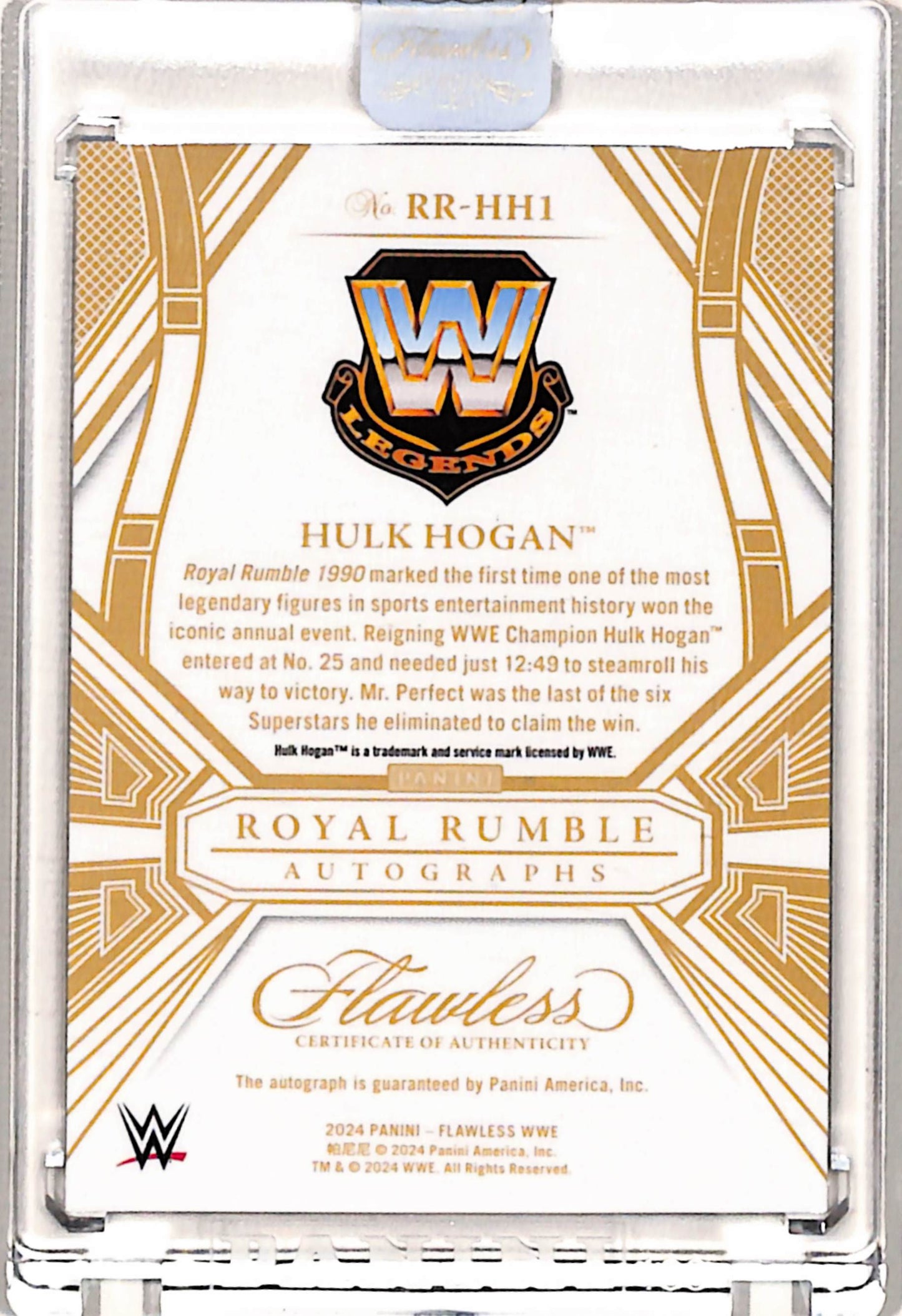 Hulk Hogan 2024 Panini Flawless Gold Royal Rumble Auto #4/10