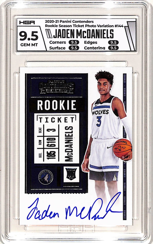 Jaden McDaniels 2020 Panini Contenders Rookie Variation Auto HGA 9.5 Gem Mint