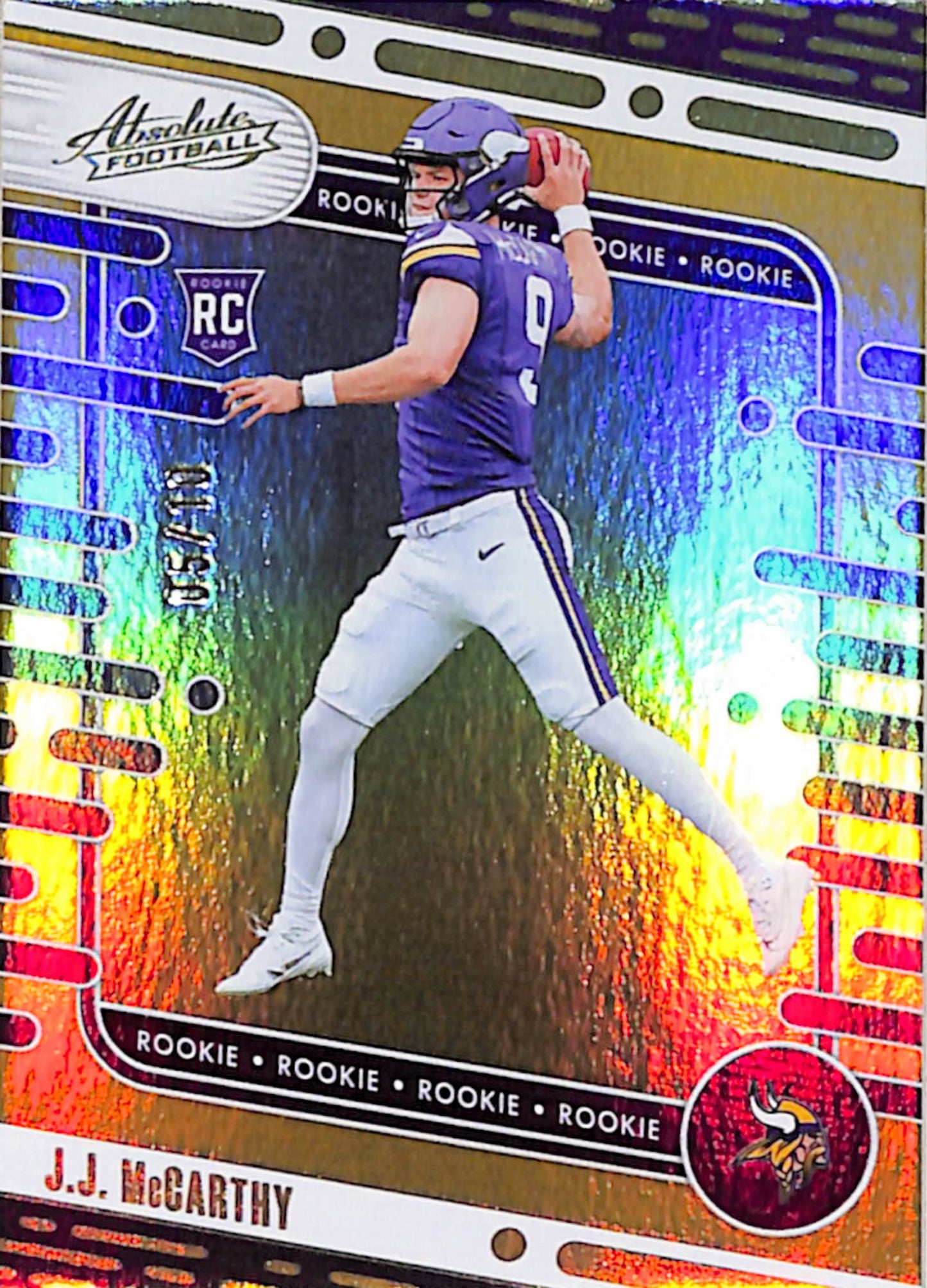 JJ McCarthy 2024 Panini Absolute Rookie #110 Gold Spectrum #5/10