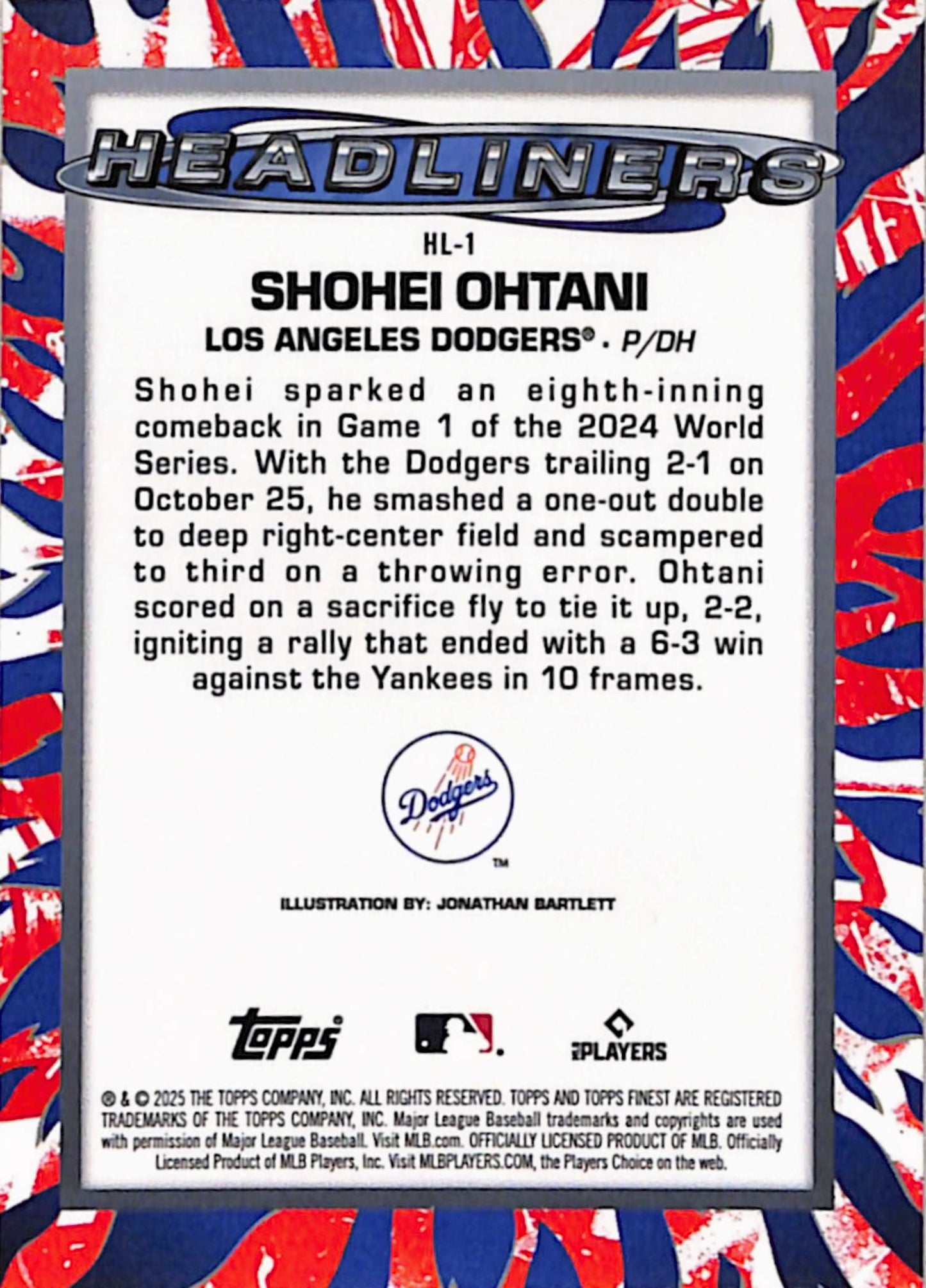 Shohei Ohtani 2025 Topps Finest Headliners Case Hot Insert