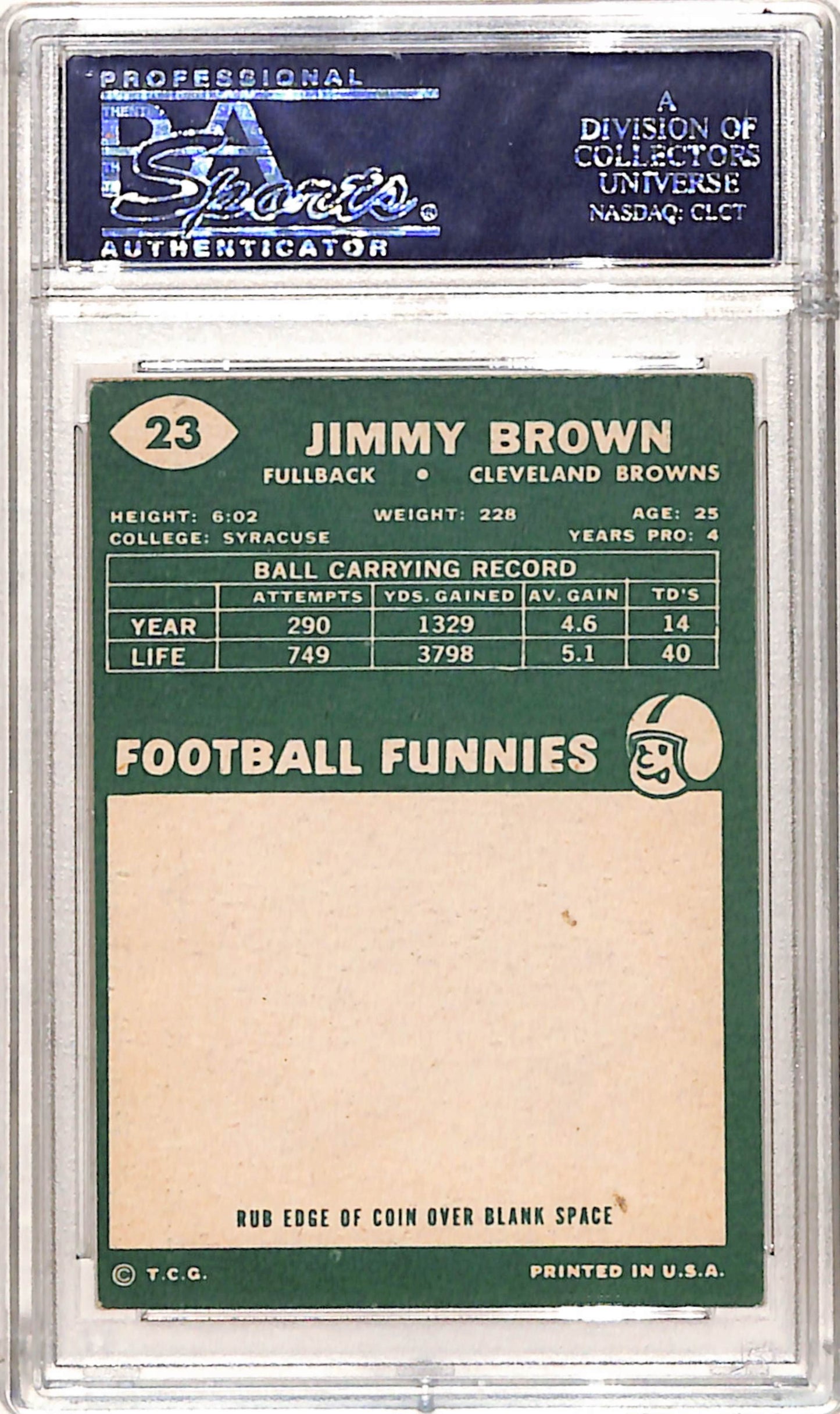 Jim Brown 1960 Topps #23 PSA 5 Ex