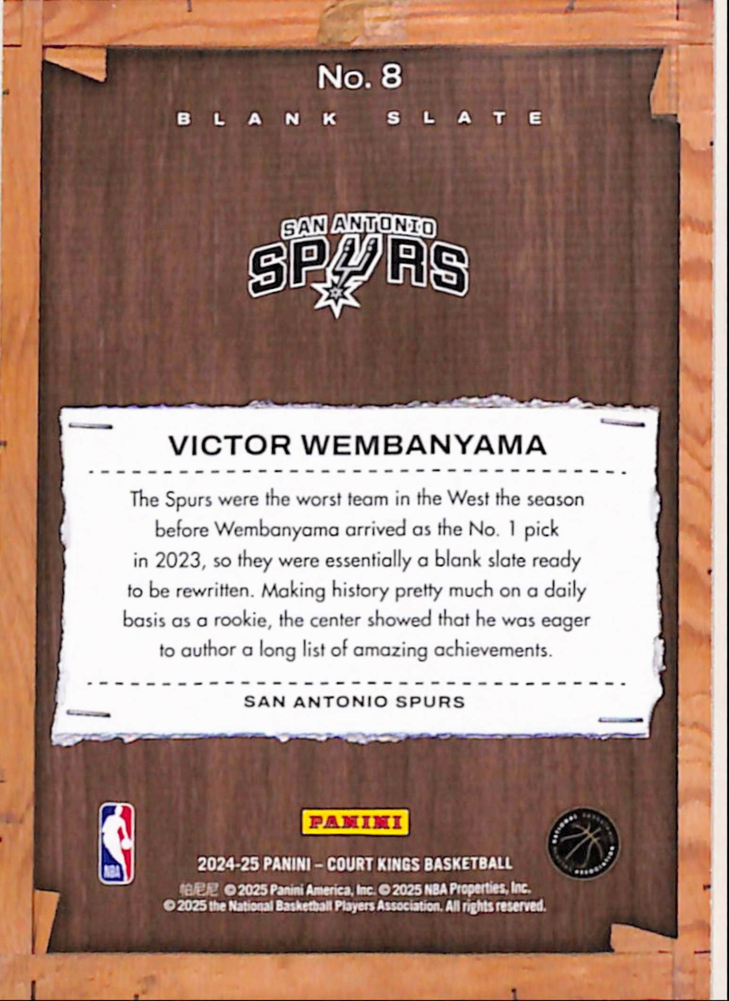 Victor Wembanyama 2024 Panini Court Kings Blank Slate #8