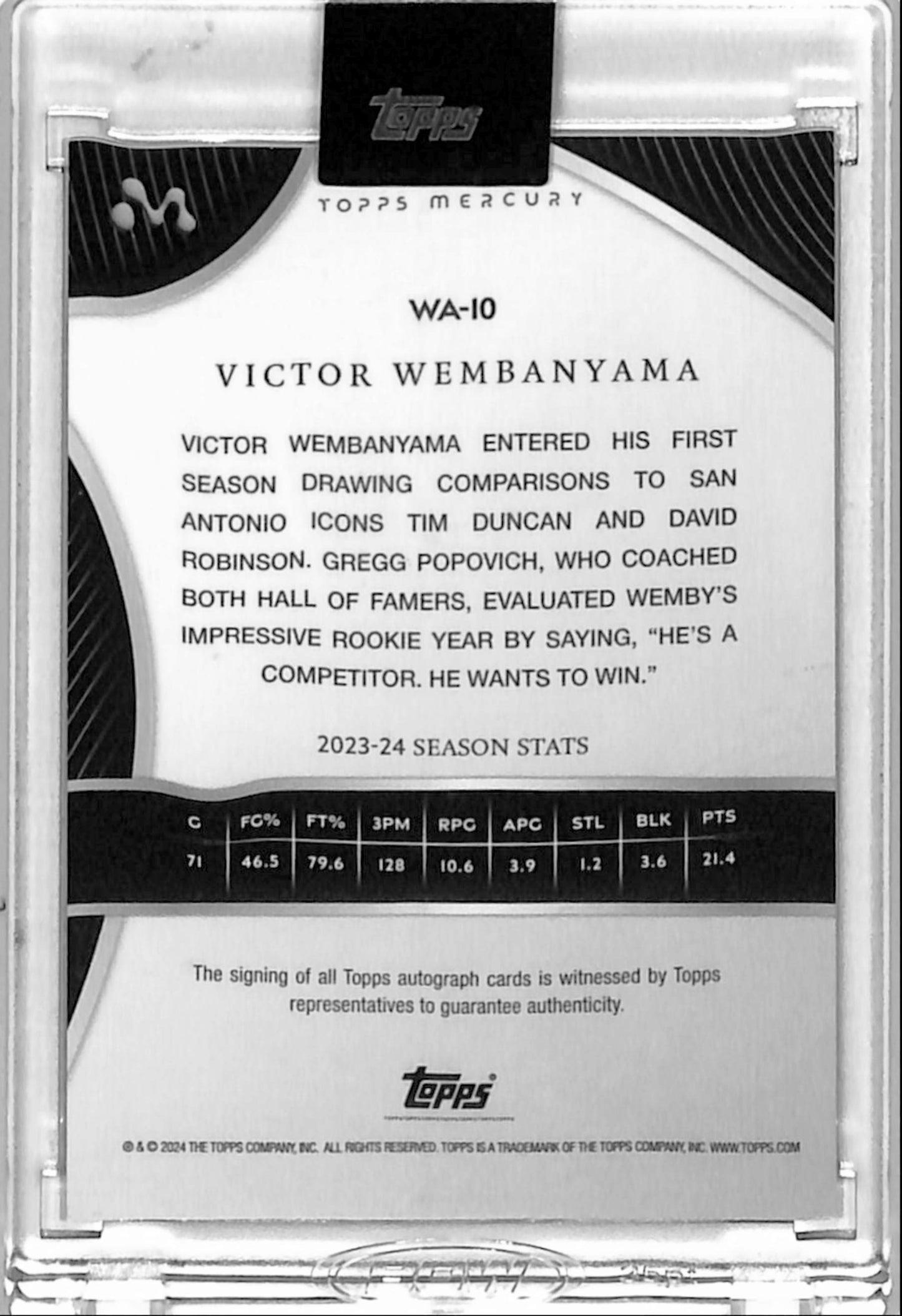 Victor Wembanyama 2023 Topps Mercury #WA-10 Red Refractor Auto #5/5