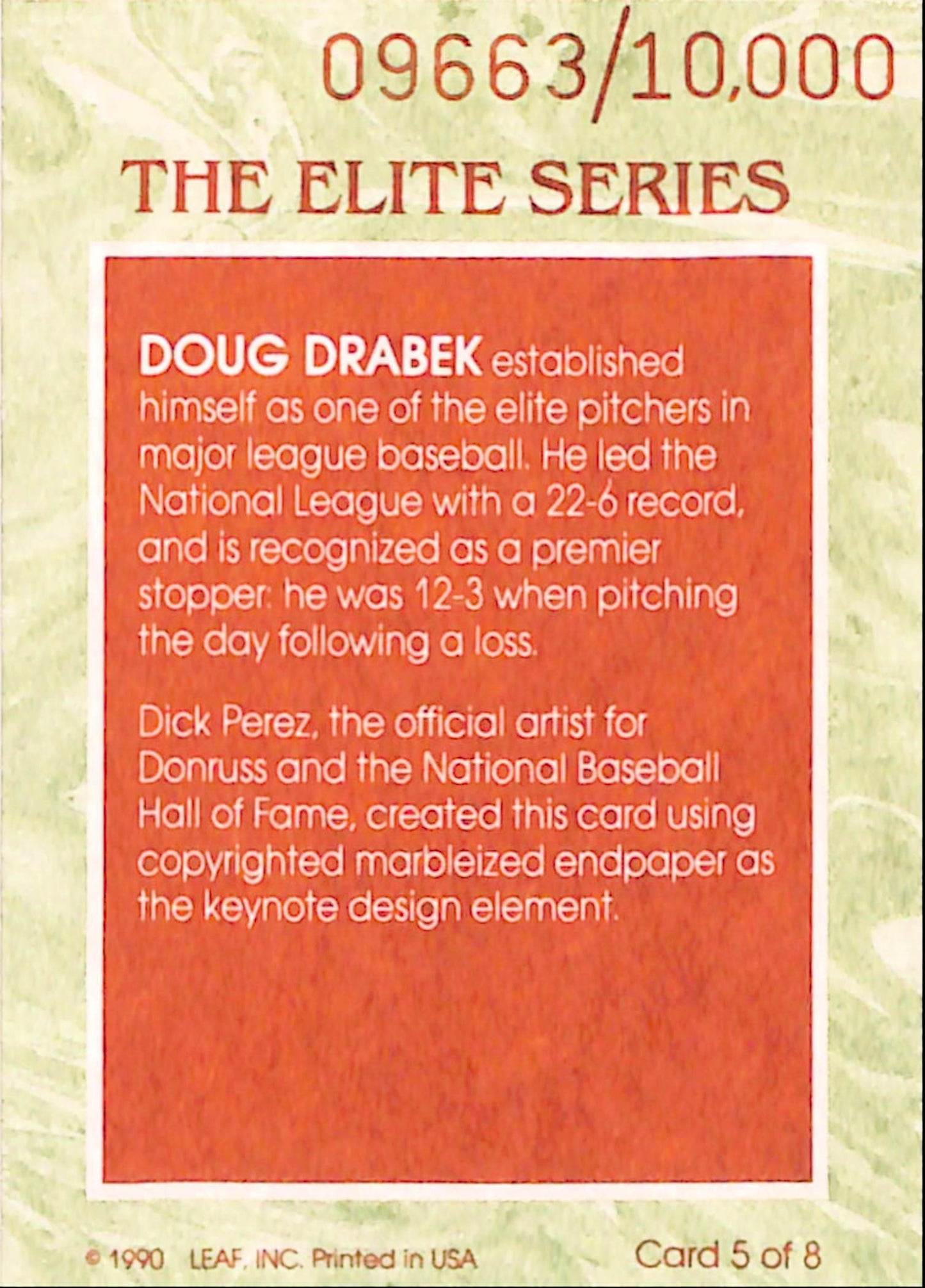 Doug Drabek 1991 Donruss Baseball Elite Series #9663/10000