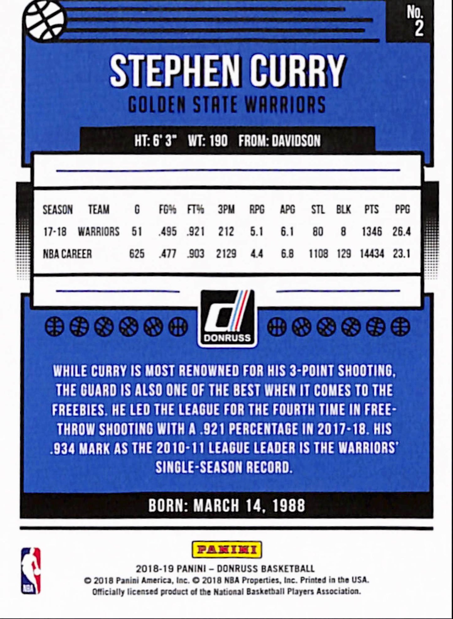 Steph Curry 2018 Panini Donruss Gold Press Proof #1/10