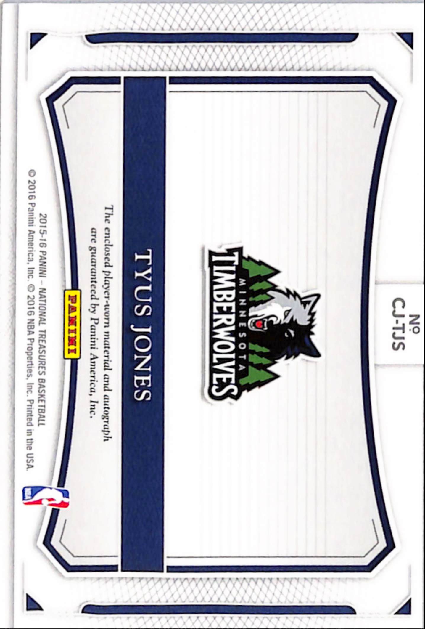 Tyus Jones 2015 Panini National Treasures Colossal Patch Auto #4/25