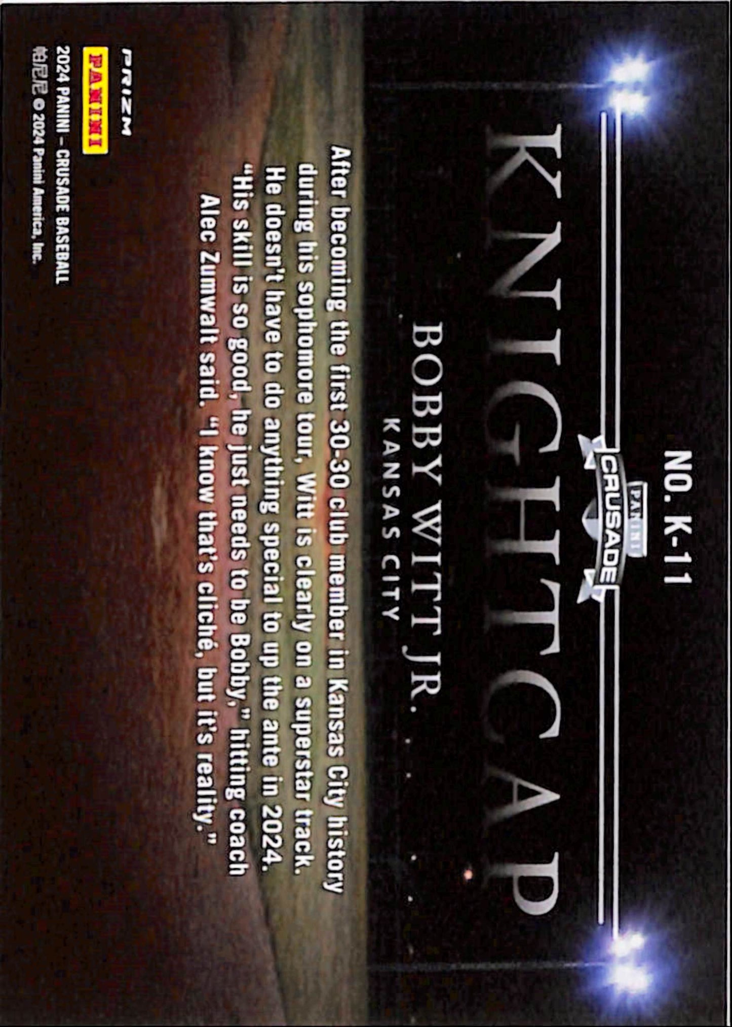 Bobby Witt Jr. 2024 Panini Crusade Knightcap Case Hit