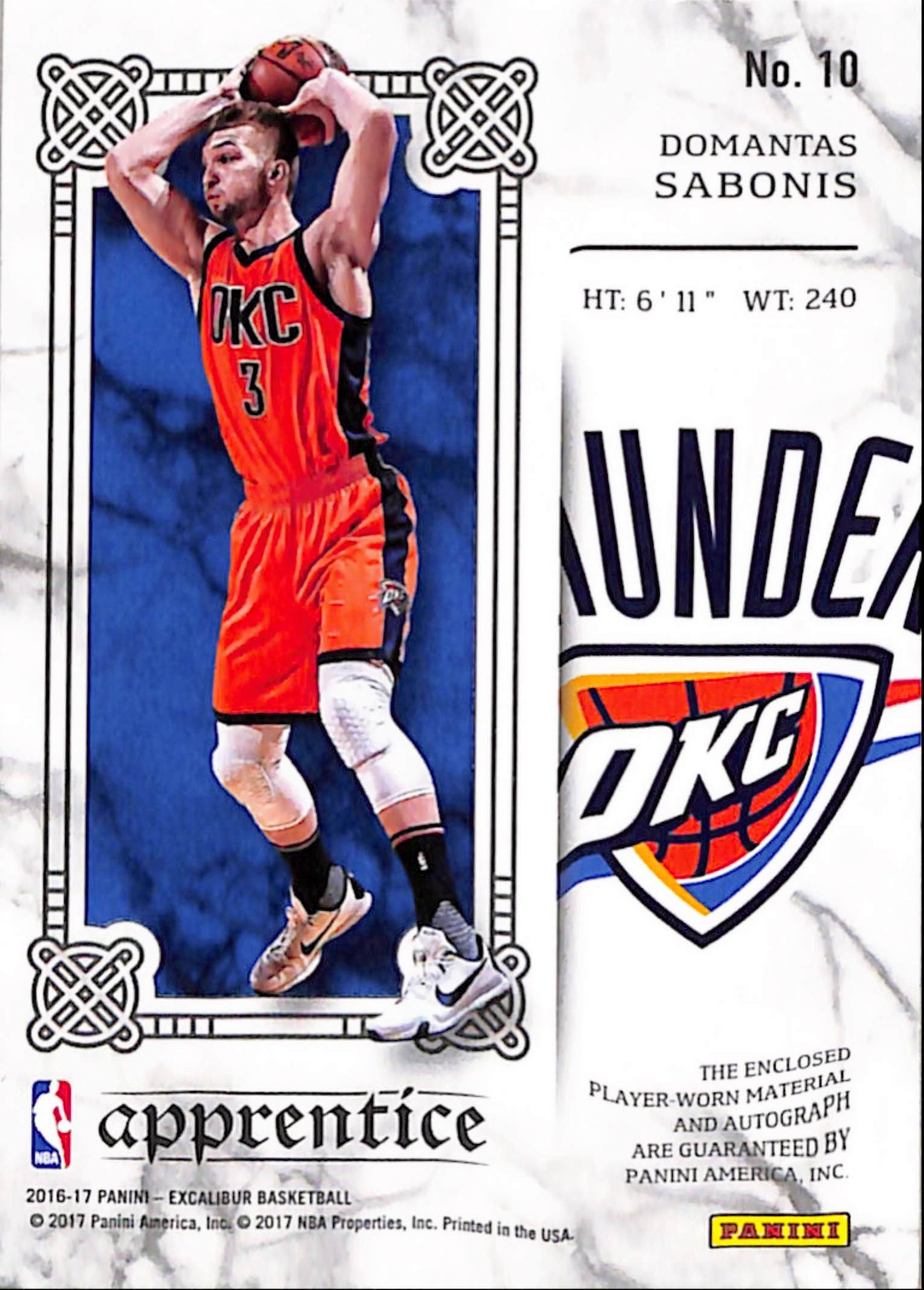 Domantas Sabonis 2016 Panini Excalibur Apprentice Patch Autograph #4/10