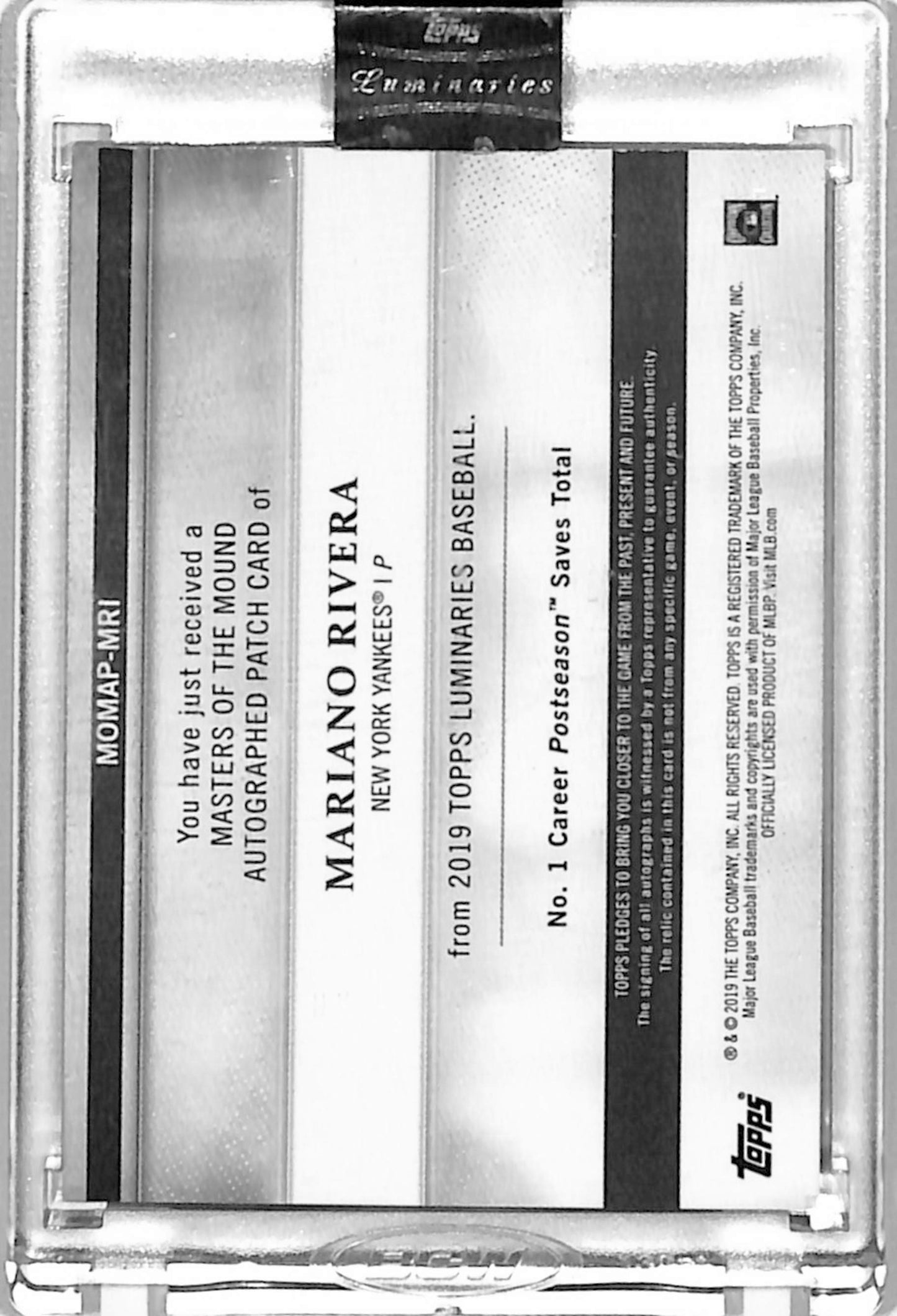 Mariano Rivera 2019 Topps Luminaries Masters of the Mound Patch Auto #13/15