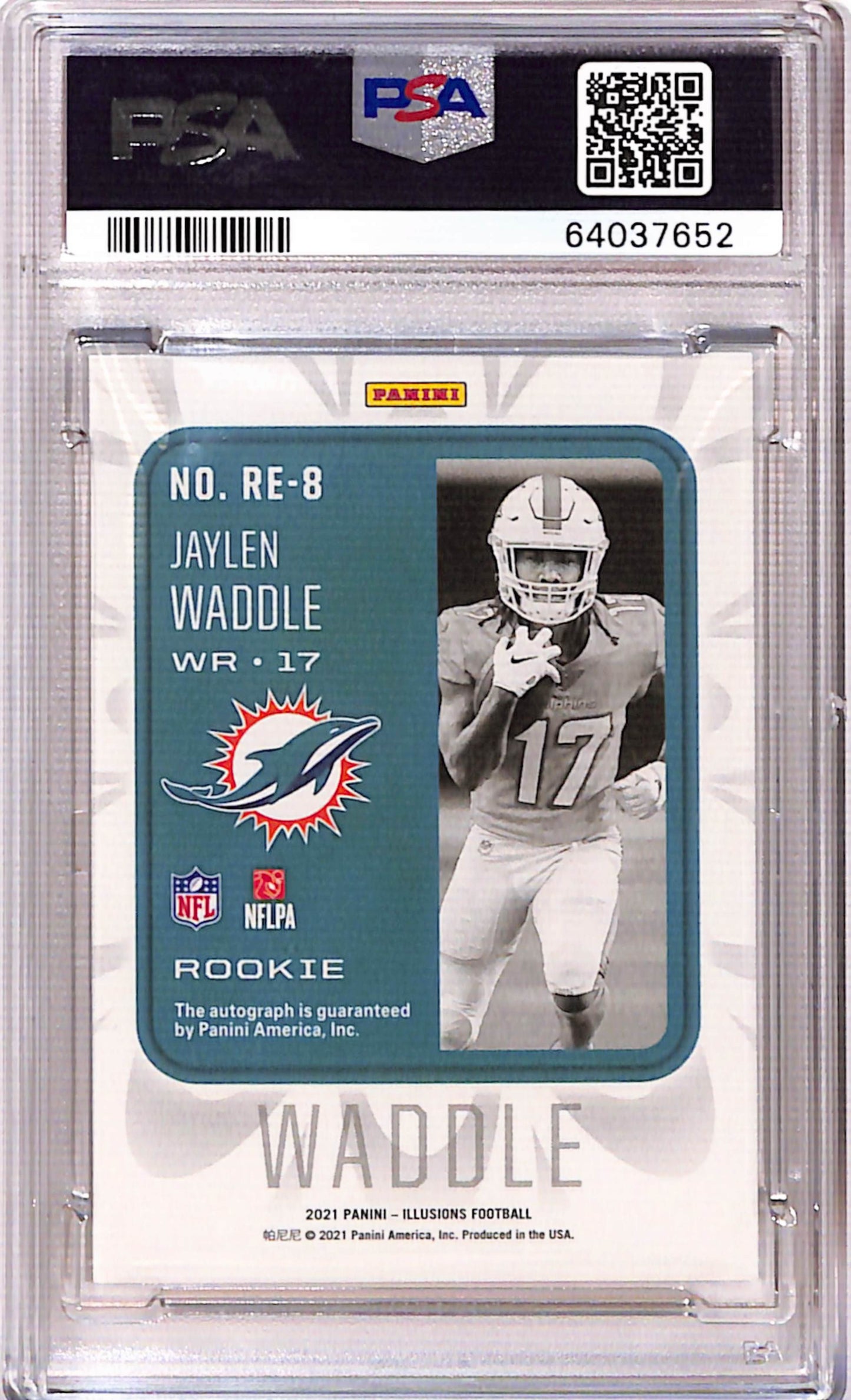 Jaylen Waddle 2021 Illusions Rookie Ensorements Red Auto #23/99 PSA 10 Auto 10