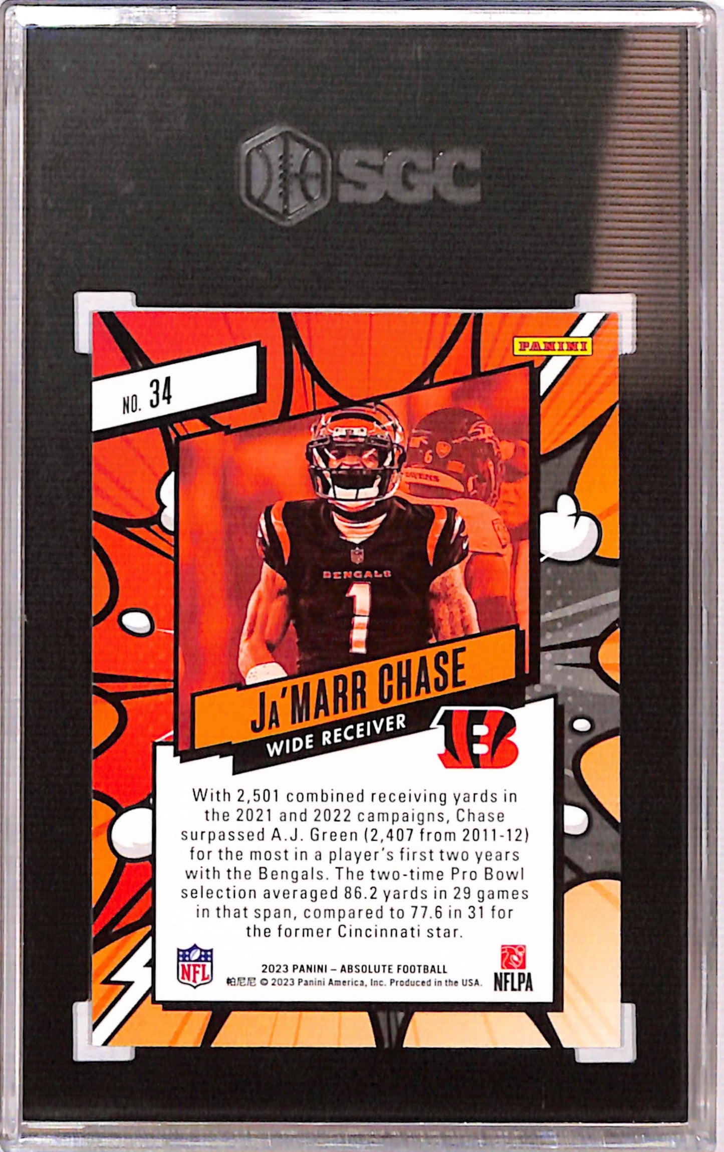 Ja'Marr Chase 2023 Panini Absolute Explosive SGC 10 Gem Minr