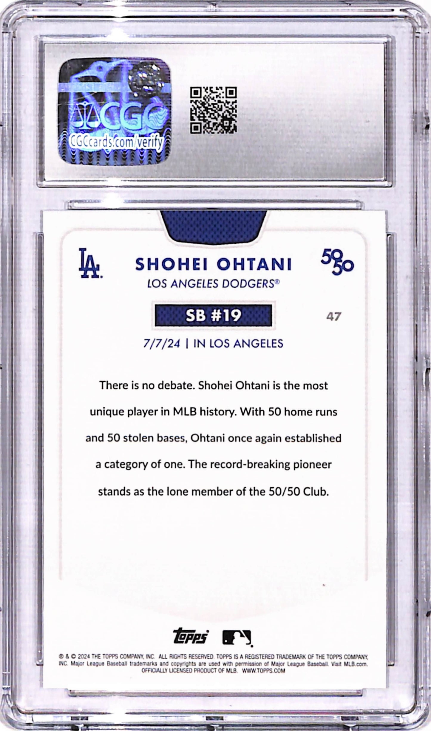 Shohei Ohtani 2024 Topps 50/50 #47 CGC 9 Mint