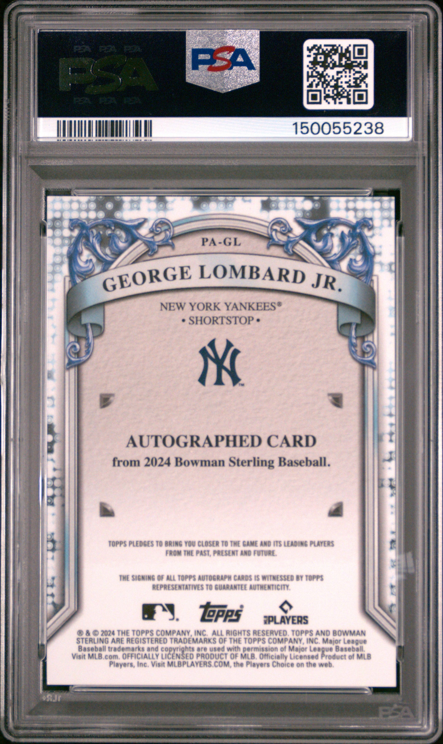George Lombard Jr. 2024 Bowman Sterling Prospect Auto PSA 9 Mint