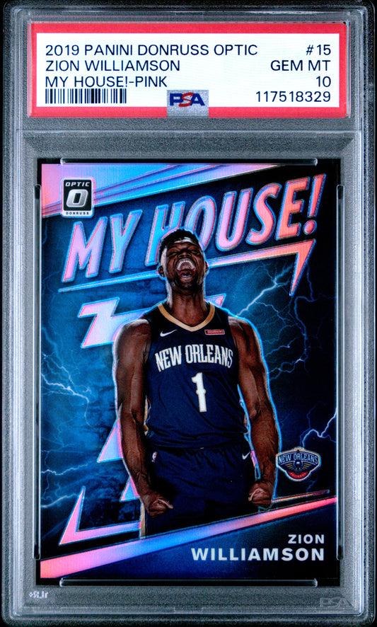 Zion Williamson 2019 Panini Donruss Optic My House Pink #15/25 PSA 10 Gem Mint